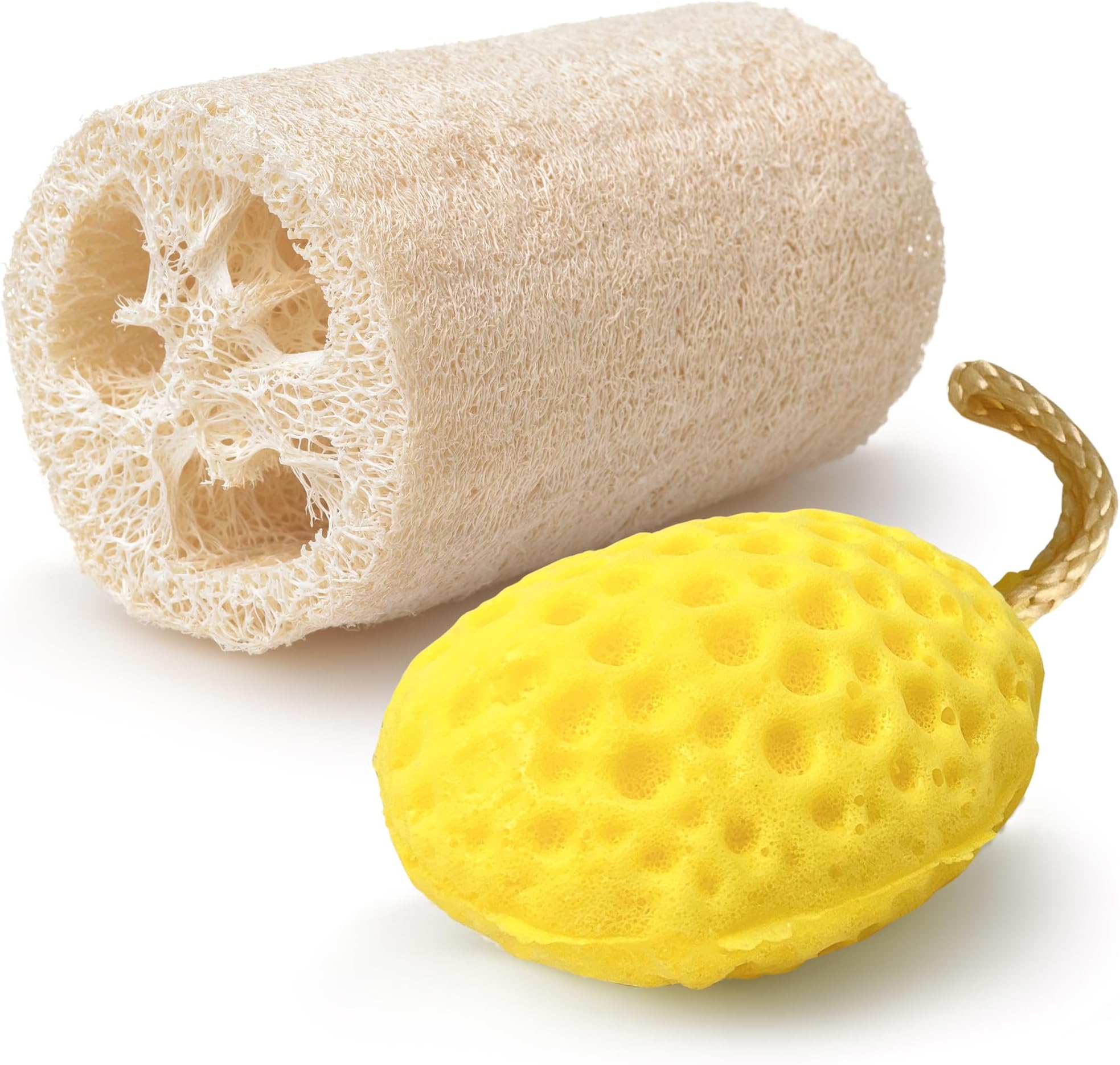 Loofah and Sponge - Exfoliating Scrubber for Body Care in Bath Spa Shower, Remove Dead Skin, Great for Bathing and Scrubbing, Bathroom Necessity for Men and Women
