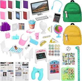 SOTOGO 46 Pieces Doll House School Supplies Mini School Accessories Dollhouse Toy Home Miniature Model DIY Doll Accessories