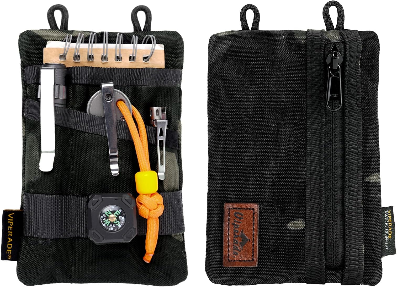VIPERADE VE1 EDC Tool Pocket Organizer, Small EDC Pouch with 5 Pockets, Small Multitool Organizer Pouch Nylon Tool Sheath for Flashlight Multitools Pen Notebook