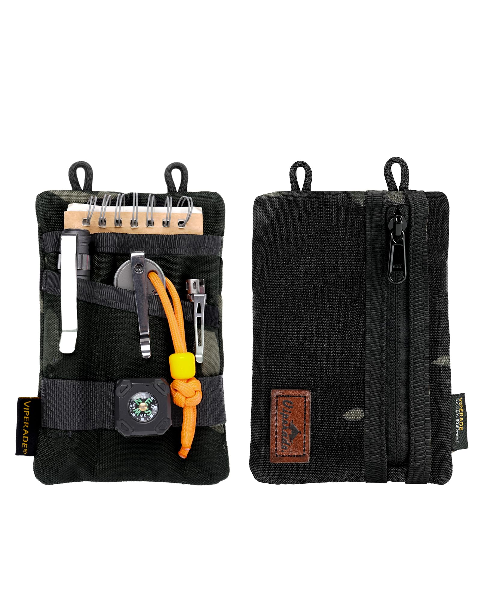Viperade Men's Black Camo Ve1 Edc Tool Pocket Organizer, Small Edc Pouch With 5 Pockets, Small Multitool Organizer Pouch Nylon Tool Sheath For Flashlight Multitools Pen Notebook