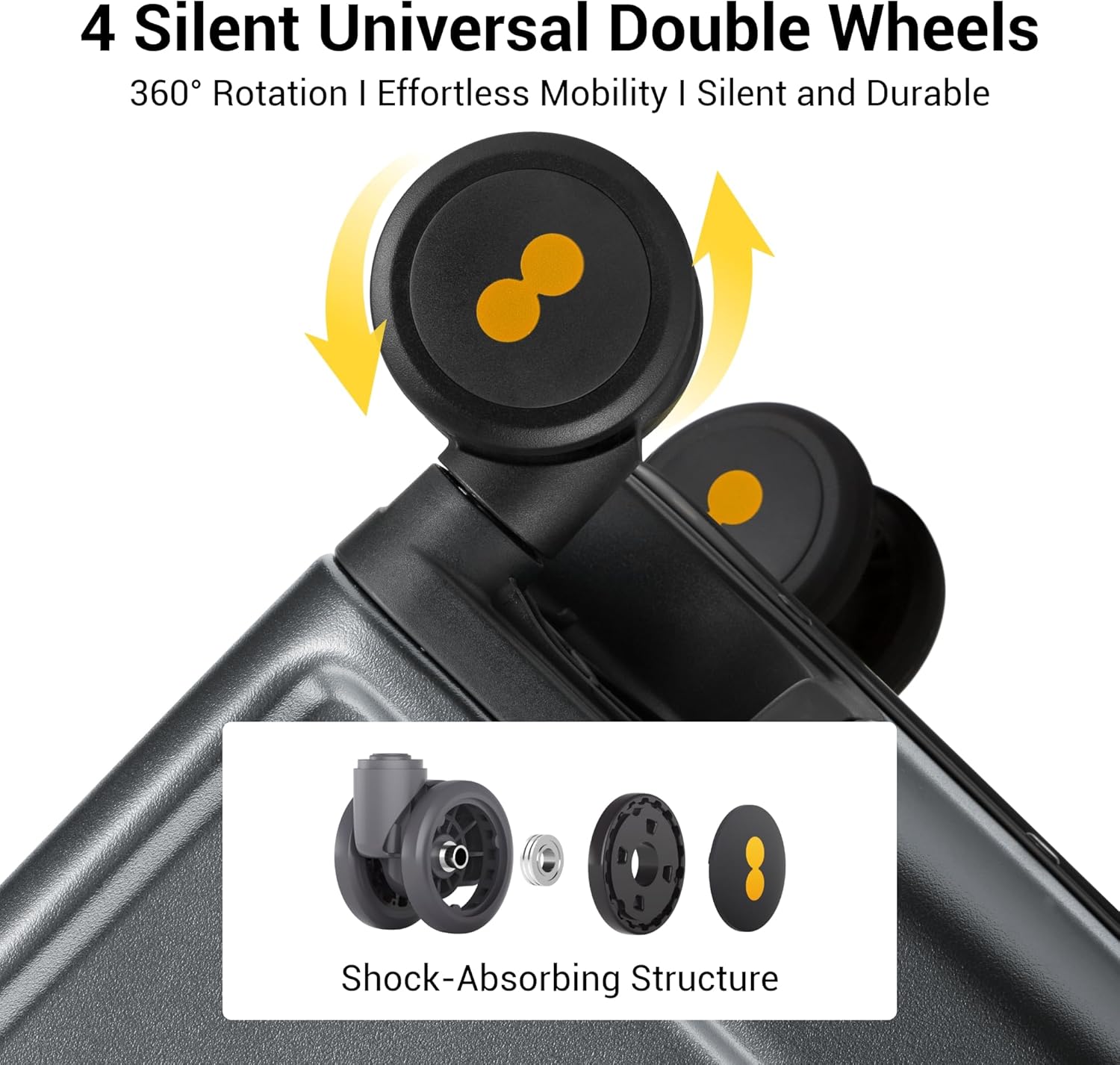 LEVEL8 Zipperless Checked Luggage with Aluminum Frame, Upgraded Medium Hardside Suitcase with Spinner Wheels, Metal Travel Luggage with Double Tsa Locks, 24 Inch, Grey - Image 4