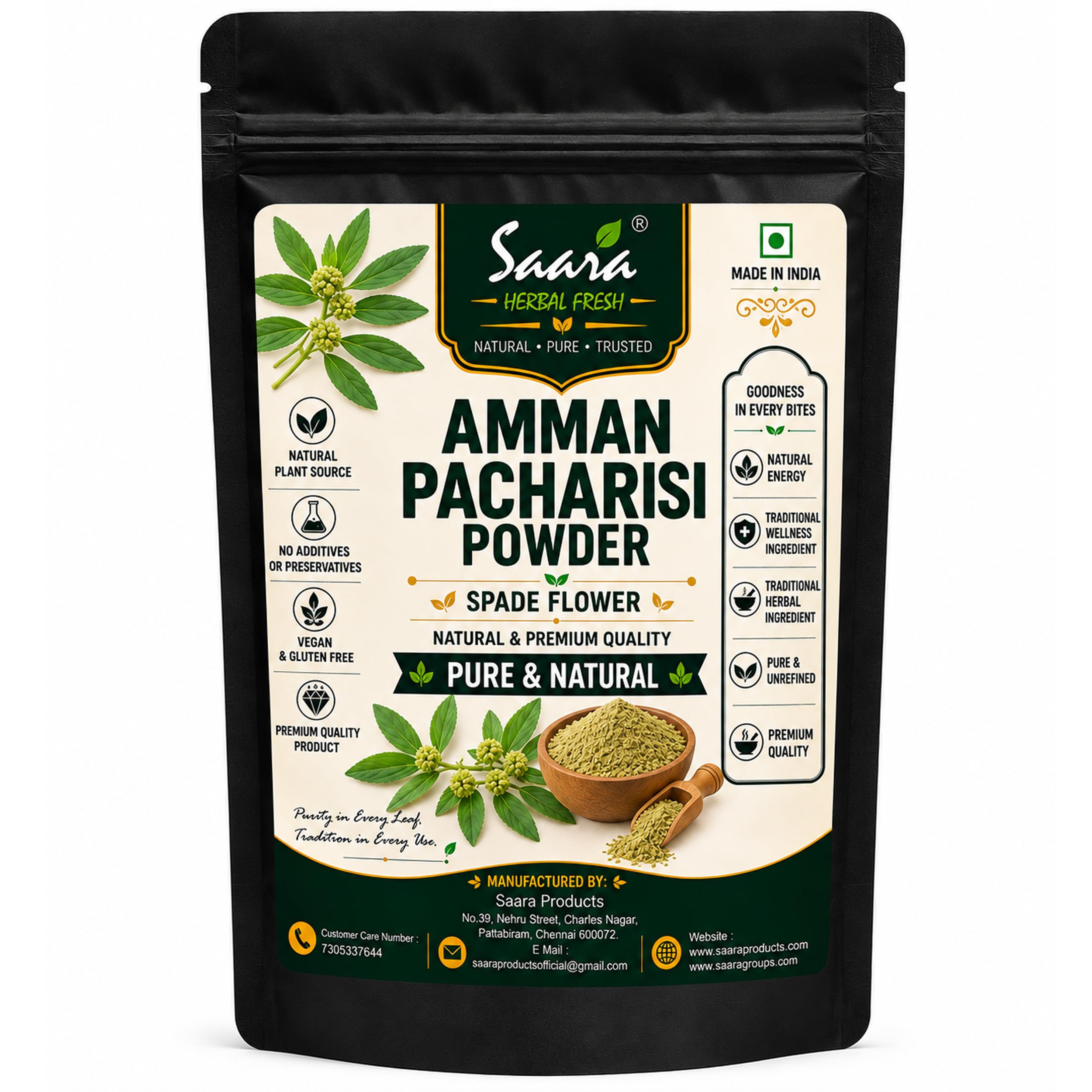 amman pacharisi powder 401g | euphorbia hirta | dudhi powder, (pack of 4 x 101g)