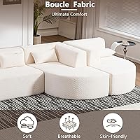 Vista 7 de P PURLOVE Sofá modular modular combinado, 4 sofás combinados, tapizado moderno con 2 tumbonas y 5 almohadas traseras para sala de estar, oficina