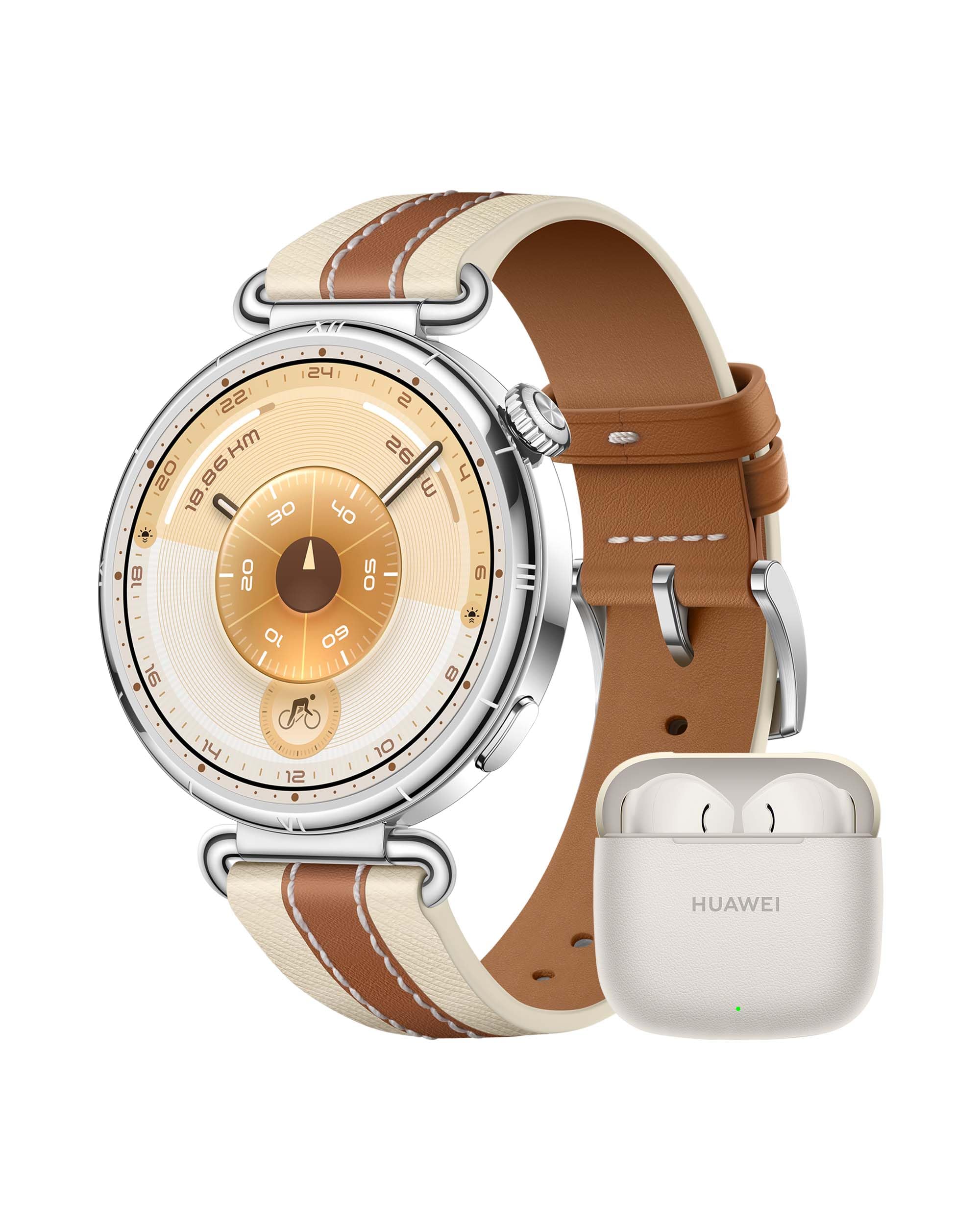 HUAWEI WATCH GT 6 41 mm Marrone + FreeBuds SE 3 Beige, Smartwatch, Display AMOLED, Fino a 14 giorni, Ciclismo, Oltre 100 Modalità Sportive, iOS e Android, Pagamento NFC, Monitoraggio della Salute