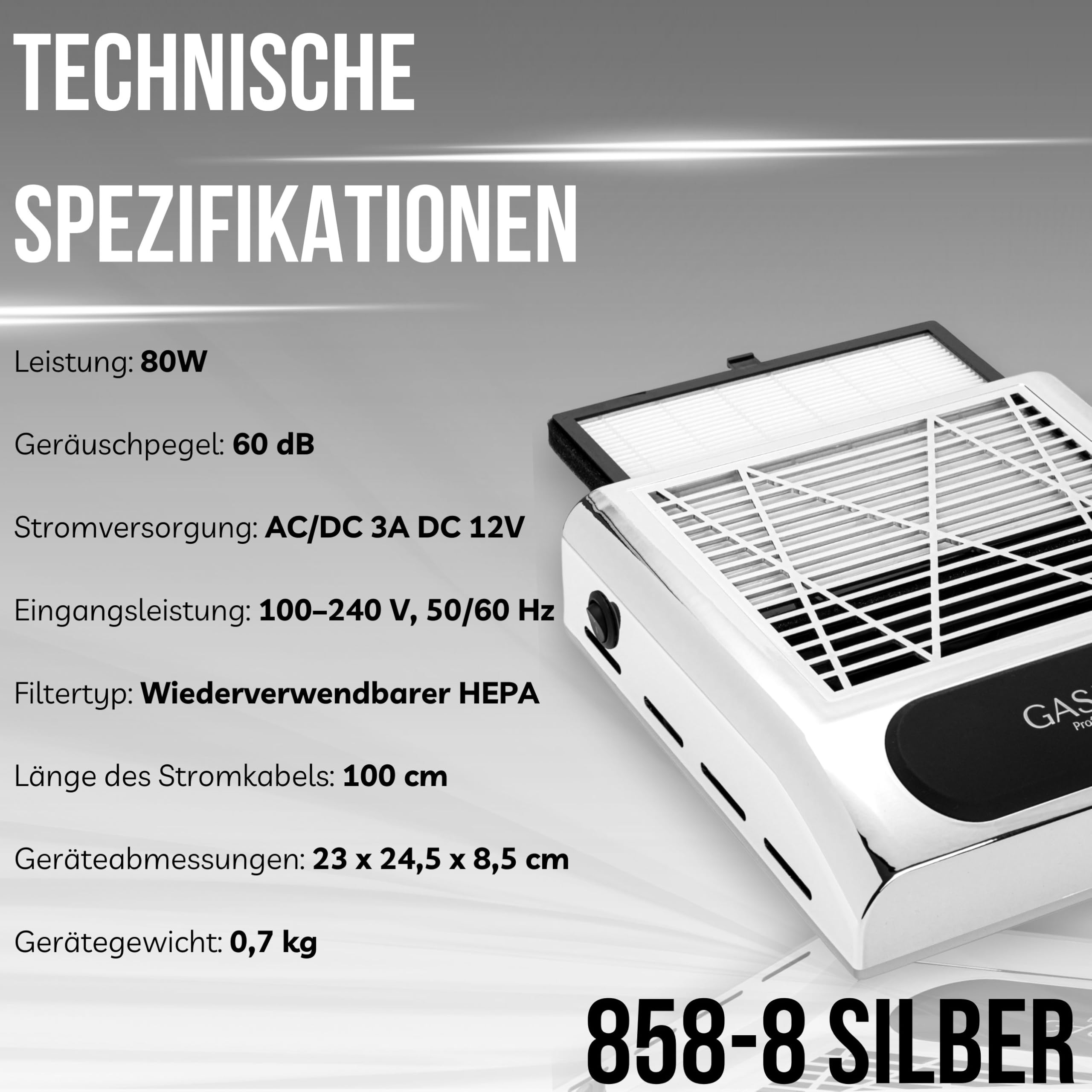 Aspirazione polvere per unghie – efficiente aspirapolvere per unghie – aspiratore professionale – raccoglitore di polvere con filtro HEPA riutilizzabile e design senza sacchetto e a cassetta