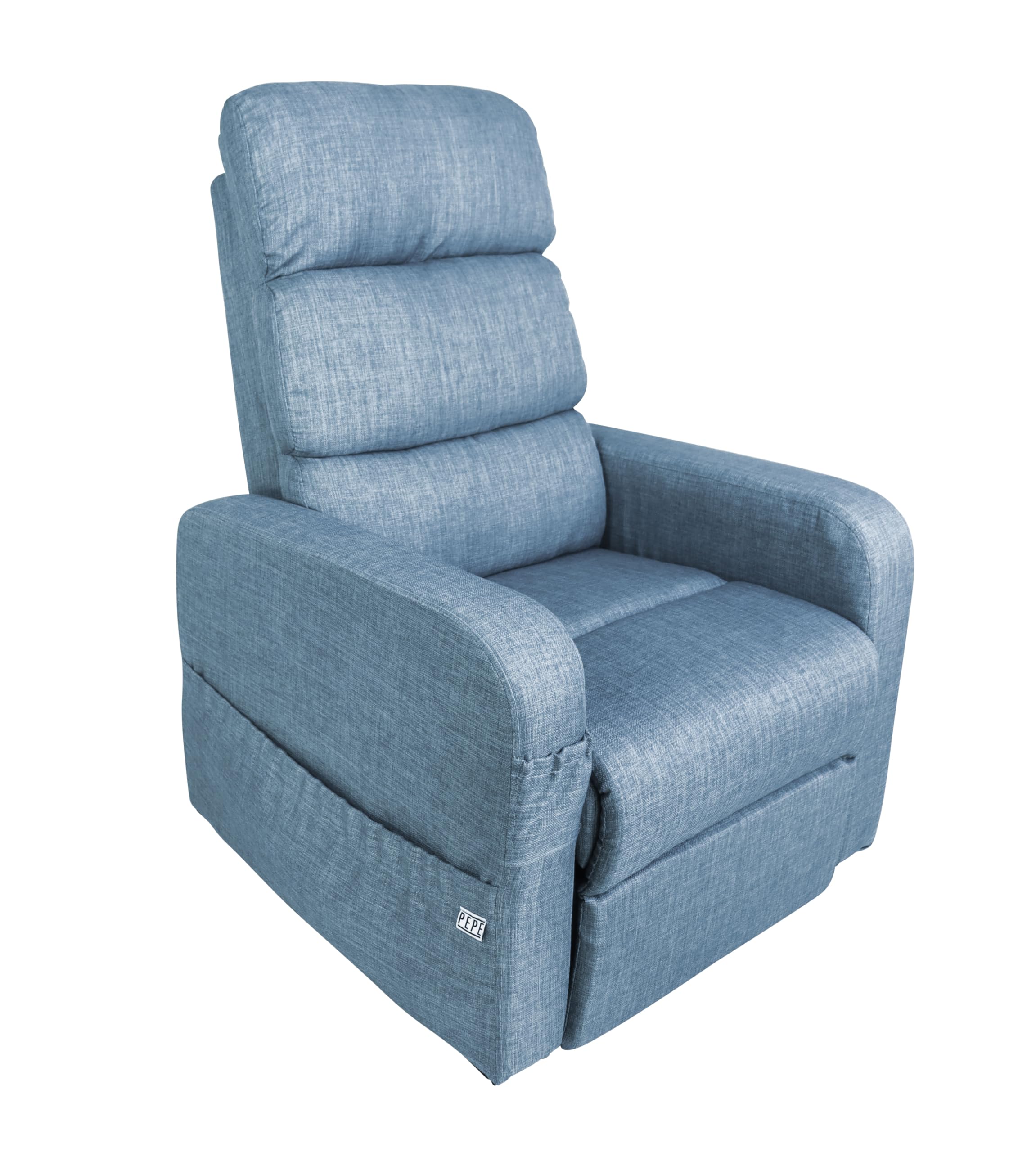 PEPE Mobility Sillon Relax Reclinable Electrico (Tela Lino) Levanta Personas con Mando, Butaca Confort Gente Mayor (Azul)