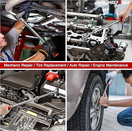 Miniatura 8 de MAXPOWER Llave de trinquete extensible de 12 pulgada, llave de trinquete de 12 pulgada, función de trinquete reversible de liberación rápida de 72