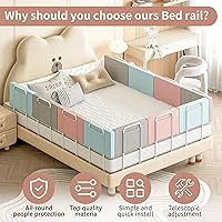 Vista 2 de Protectores de riel de cama para niños pequeños, rieles de cama ajustables con seguridad, rieles laterales de cama para cama individual, Gris