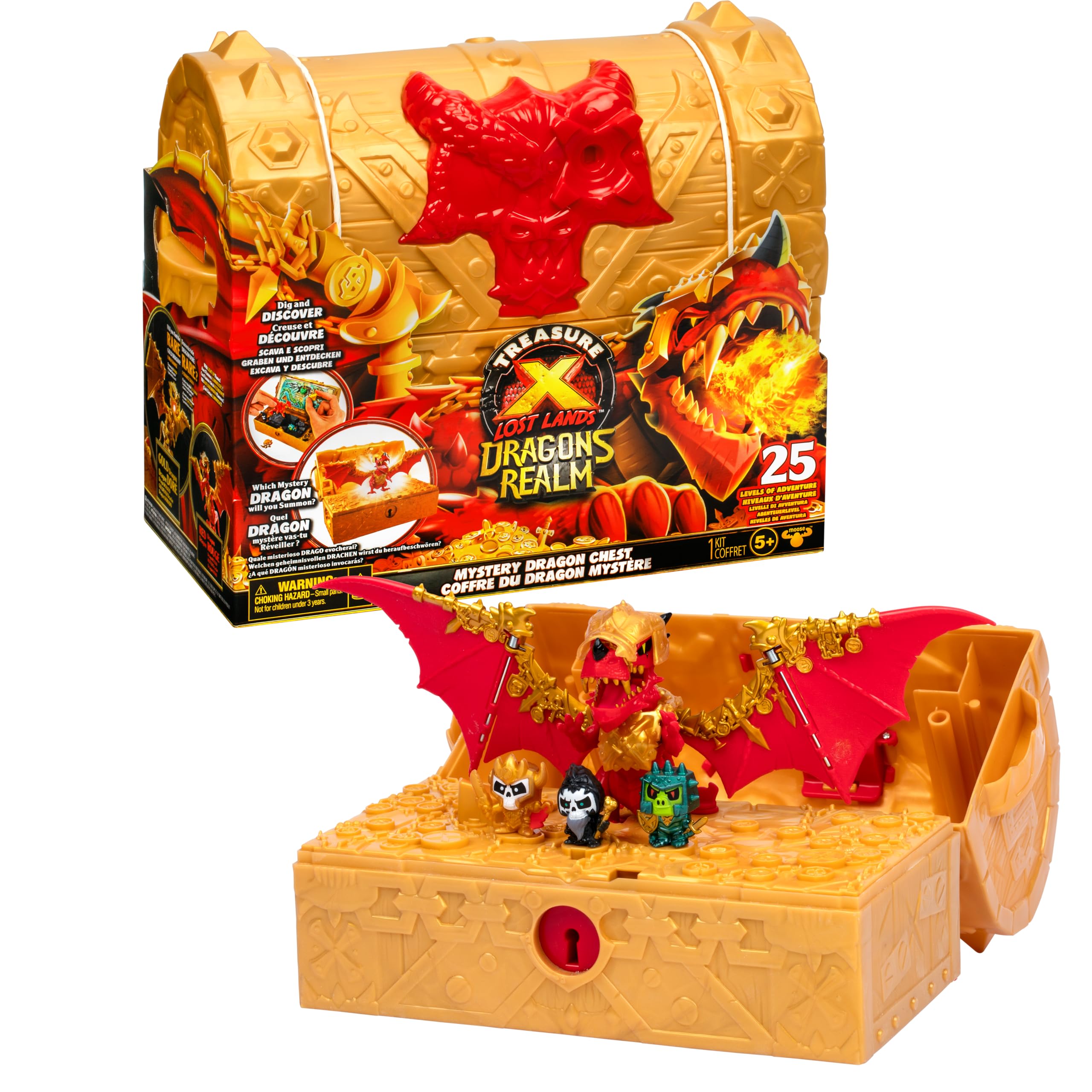 Treasure X Lost Lands Dragon's Realm Mystery Treasure Chest | unlock the chest & reveal 25+ surprises! Smash the Dragon Block, Solve the Puzzle, & Insert the Dragon Eye to reveal the Ultimate Surprise