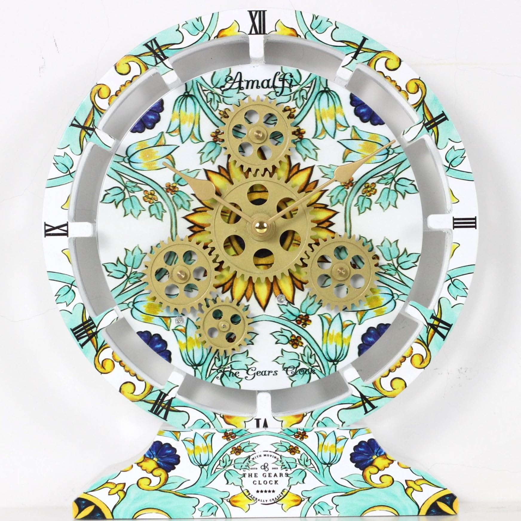 The Gears Clock - Orologio da parete con ingranaggi mobili, collezione Italia, 25,4 cm