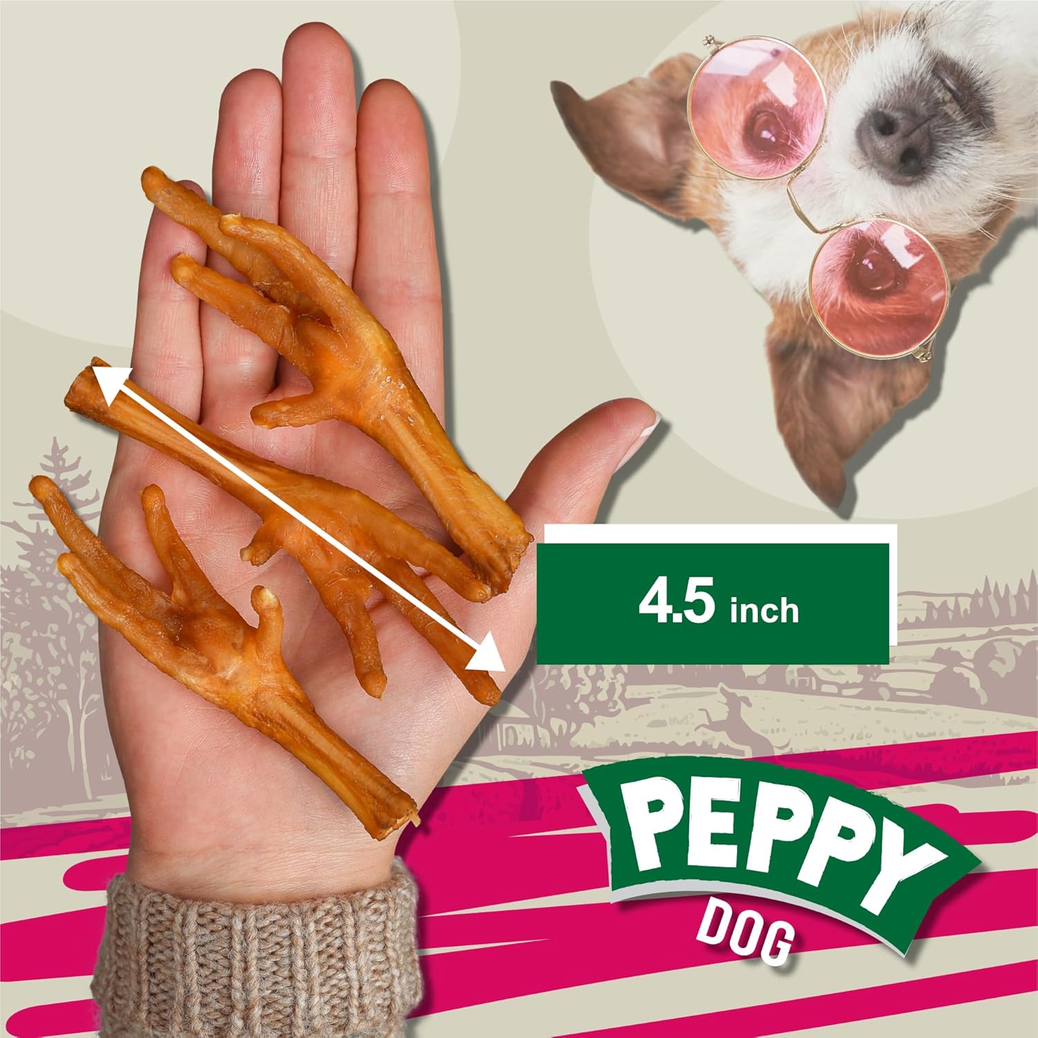 All Natural Chicken Feet Without Claws (70 oz, Approx. 110 pcs.) Dog Treats | Dehydrated for Freshness | Supports Joint Health with Glucosamine and Chondroitin | Promotes Dental Hygiene