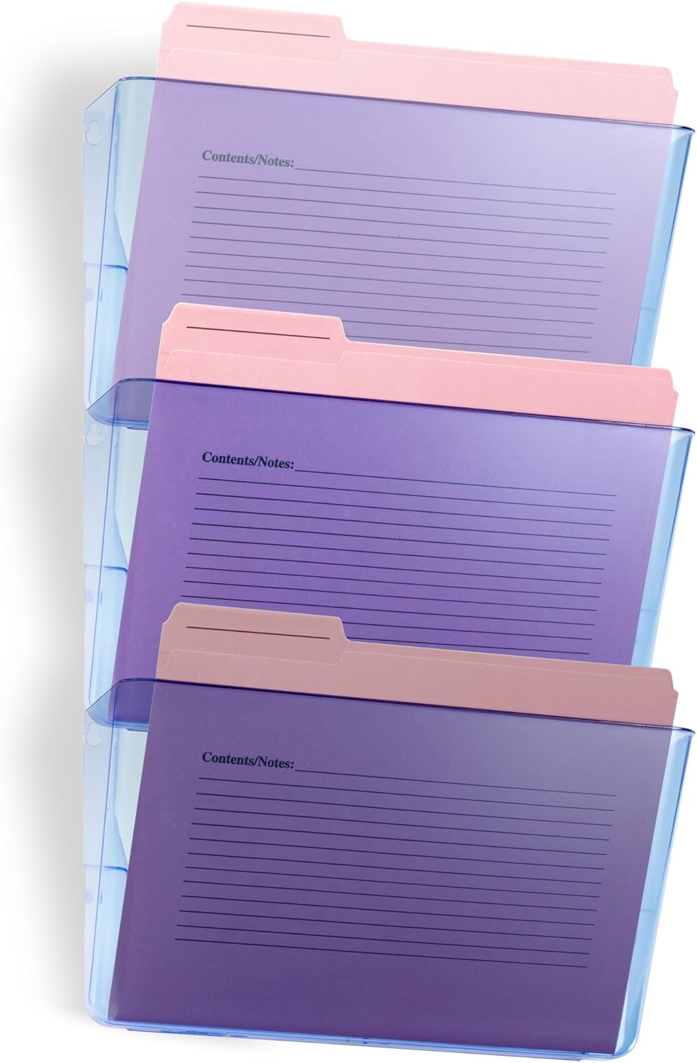 Officemate Glacier Wall File 3-Pack, Transparent Blue - Durable Hanging File Organizer for Home & Office Storage, Space-Saving Design for Documents & Files (23220)