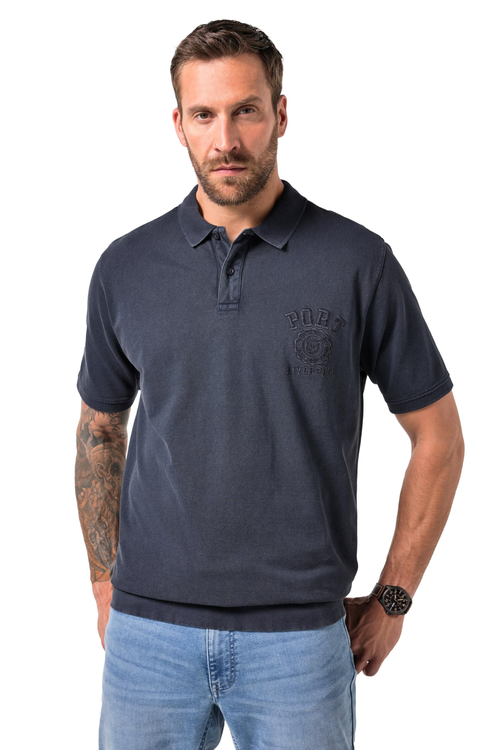 JP 1880 Herren große Größen Übergrößen Menswear L-8XL Poloshirt, Bauchfit, Halbarm, Piqué, Vintage Look 844521