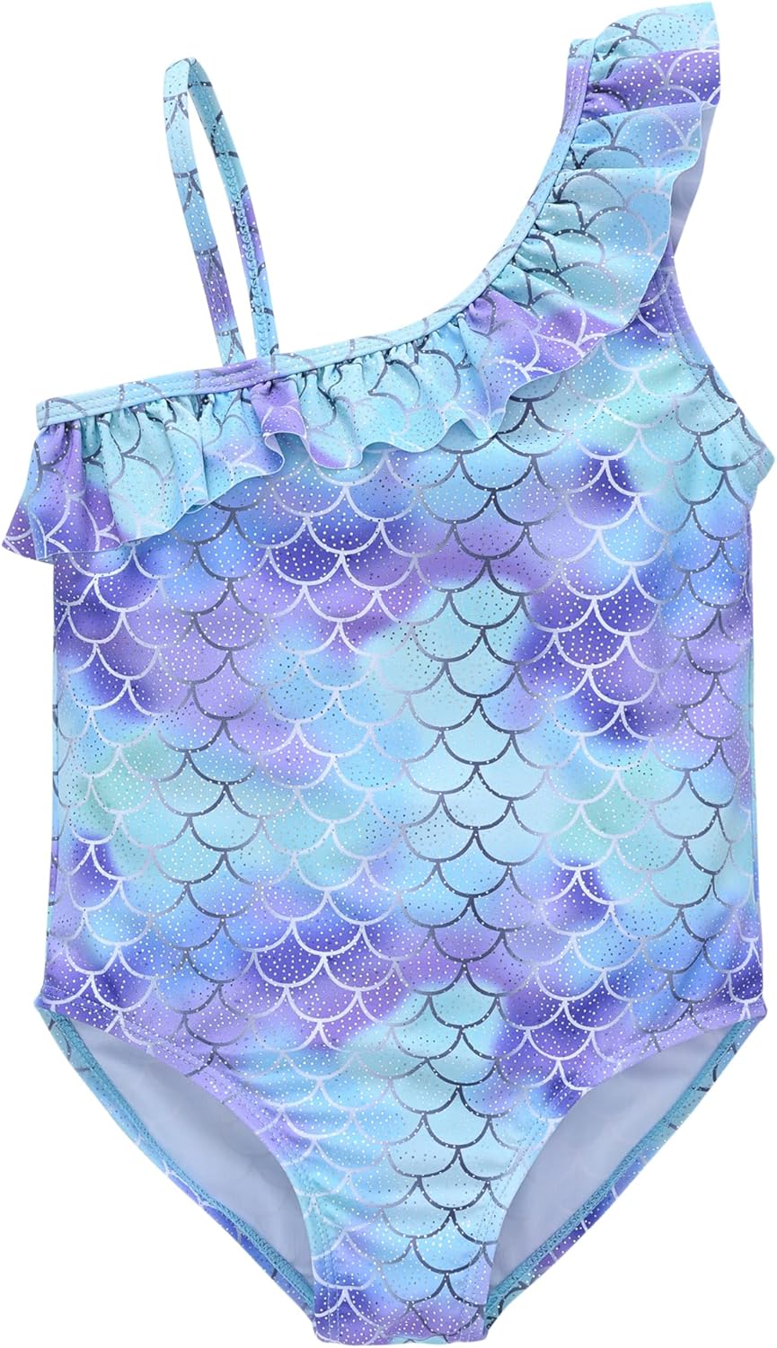 kavkas Baby Girl Swimsuit Cute One Piece Bathing Suit with Sun Protection Ruffles Swimwear (9M-6T)