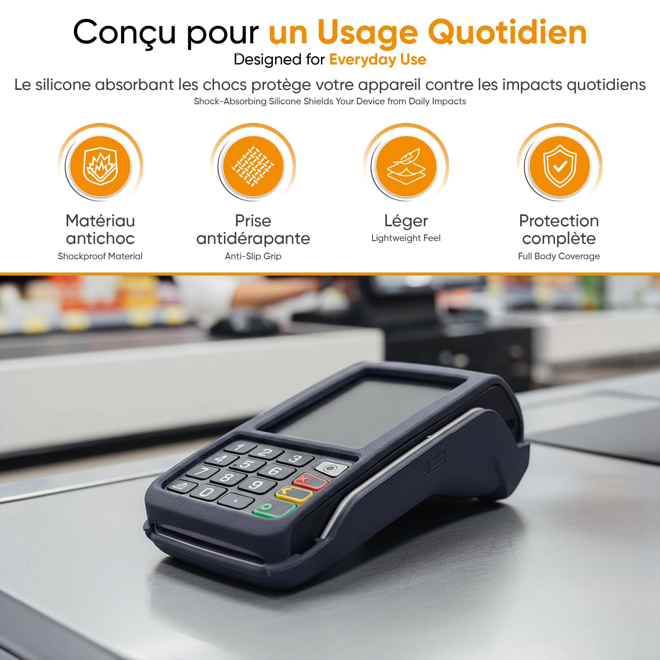 Custodia in silicone per Ingenico Move 5000 e 3500 – protezione antiurto e antiscivolo per POS portatile – copertura completa per terminale di pagamento