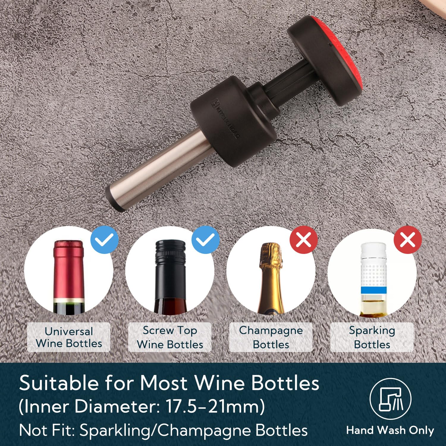 Tapón de vino al vacío 2 en 1, bomba de ahorro de vino integrada con marcador de fecha, tapones selladores de vino para mantenerse frescos, conservador de vino reutilizable, fácil de 4