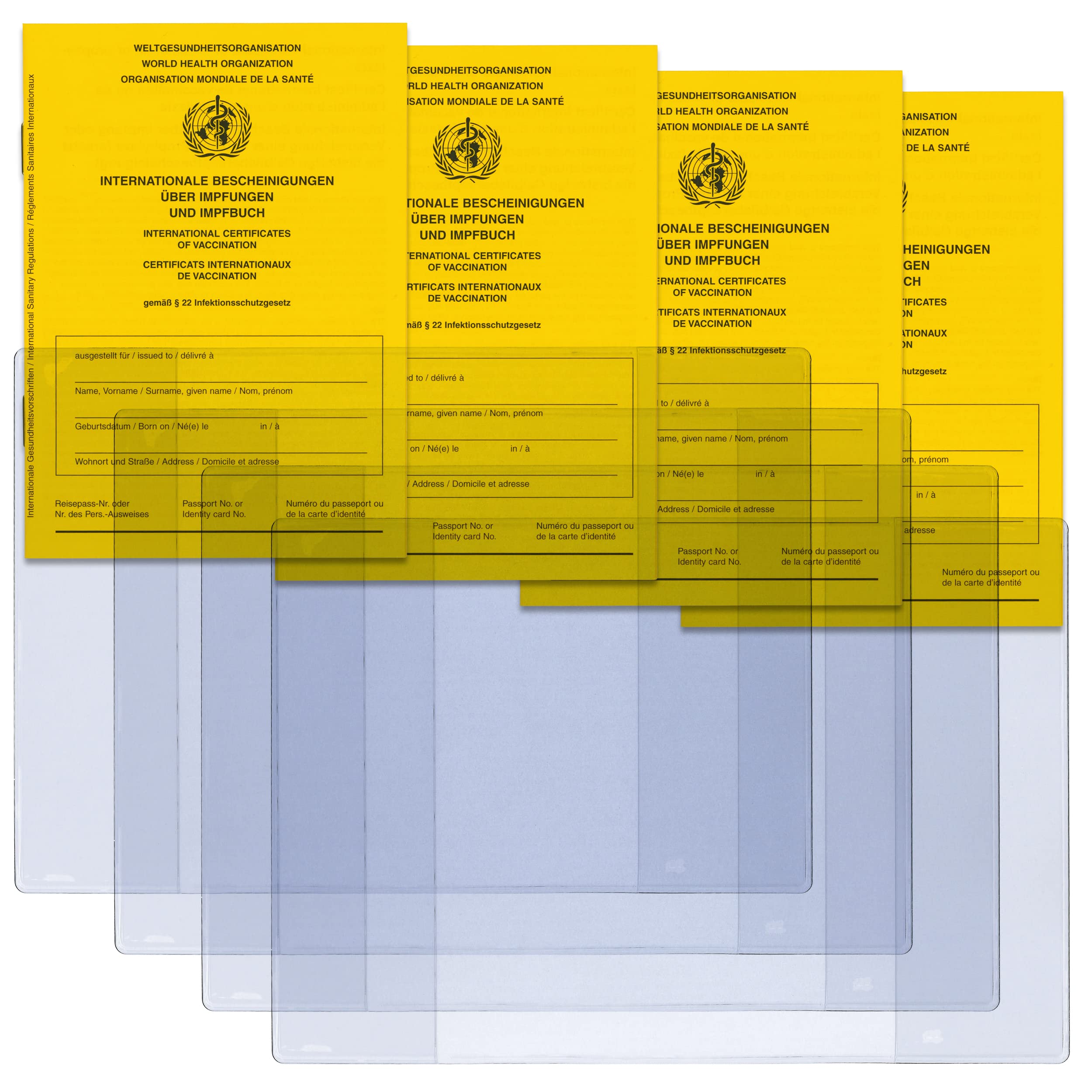 Set van 2 beschermhoezen voor internationaal vaccinatiepaspoort met