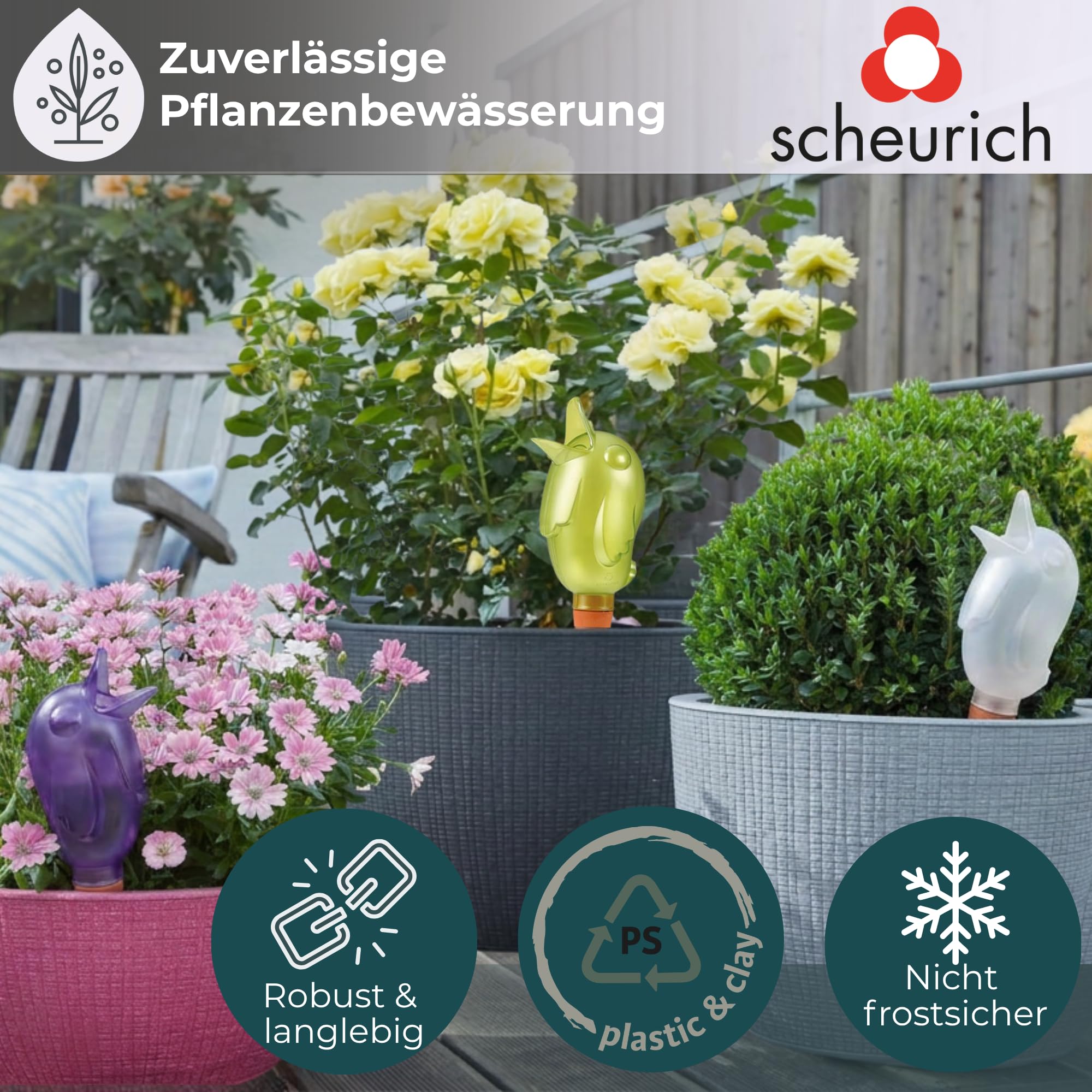 Lot de 3 fleurs d'arrosage boule d'arrosage Distributeur d'eau * bordy XL * – 29 cm/620ml
