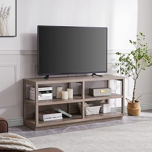 Thalia - Soporte rectangular para TV de hasta 60" en roble gris envejecido
