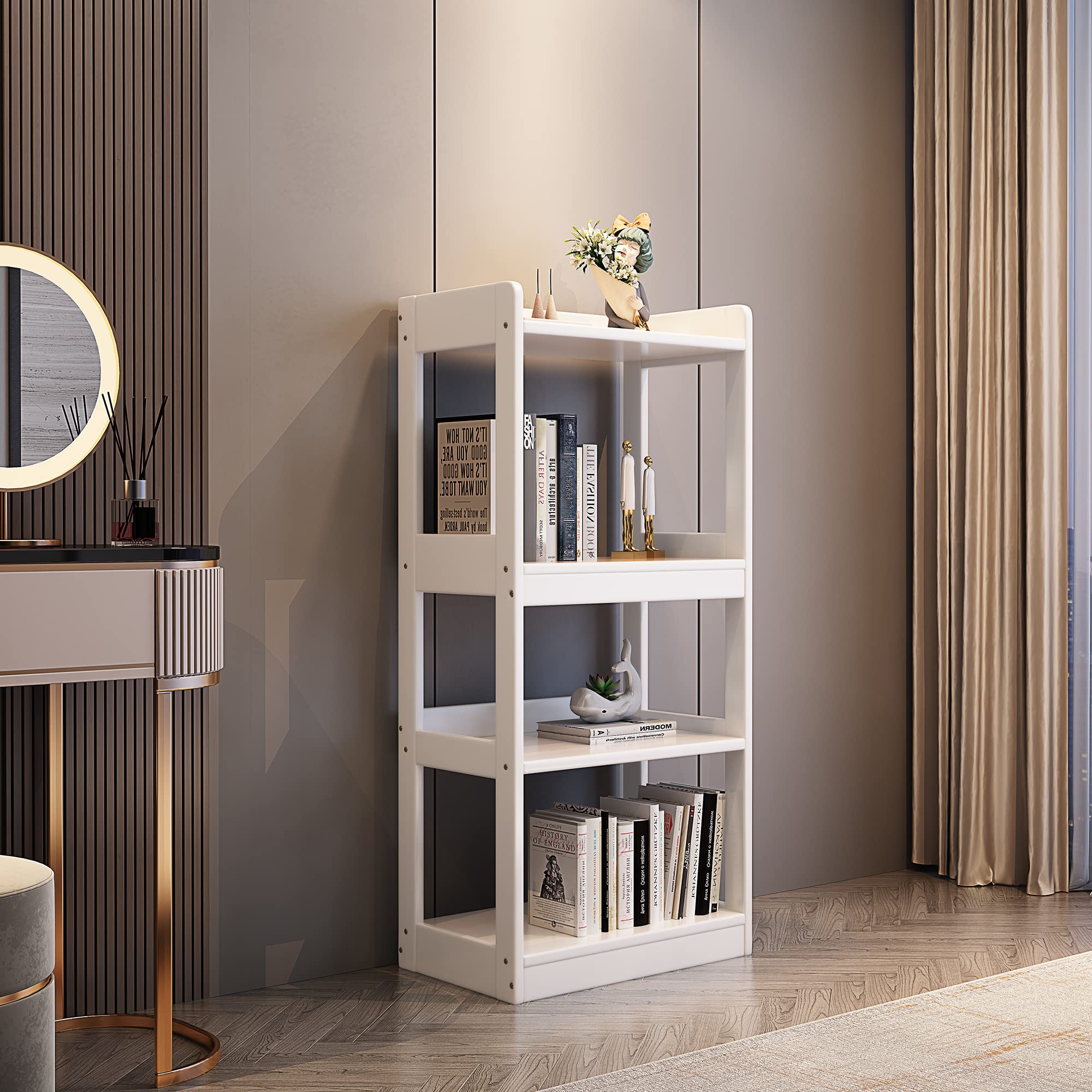 Photo 1 of BALANBO 4-Bookshelf Cube Simple Shelf Display Rack Multifunctional Storage Display Rack Suitable for Home Office Living Room Decoration-White… White 25.2(L) x 11.8(W) x 49.6(H)