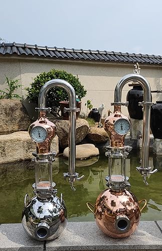 Miniatura 7 de HOOLOO Destilador de cobre puro de 8 l para el hogar, hidrosol, aceite esencial, ginebra whisky, ron, vodka, brandy, moonshine aparato (destilador