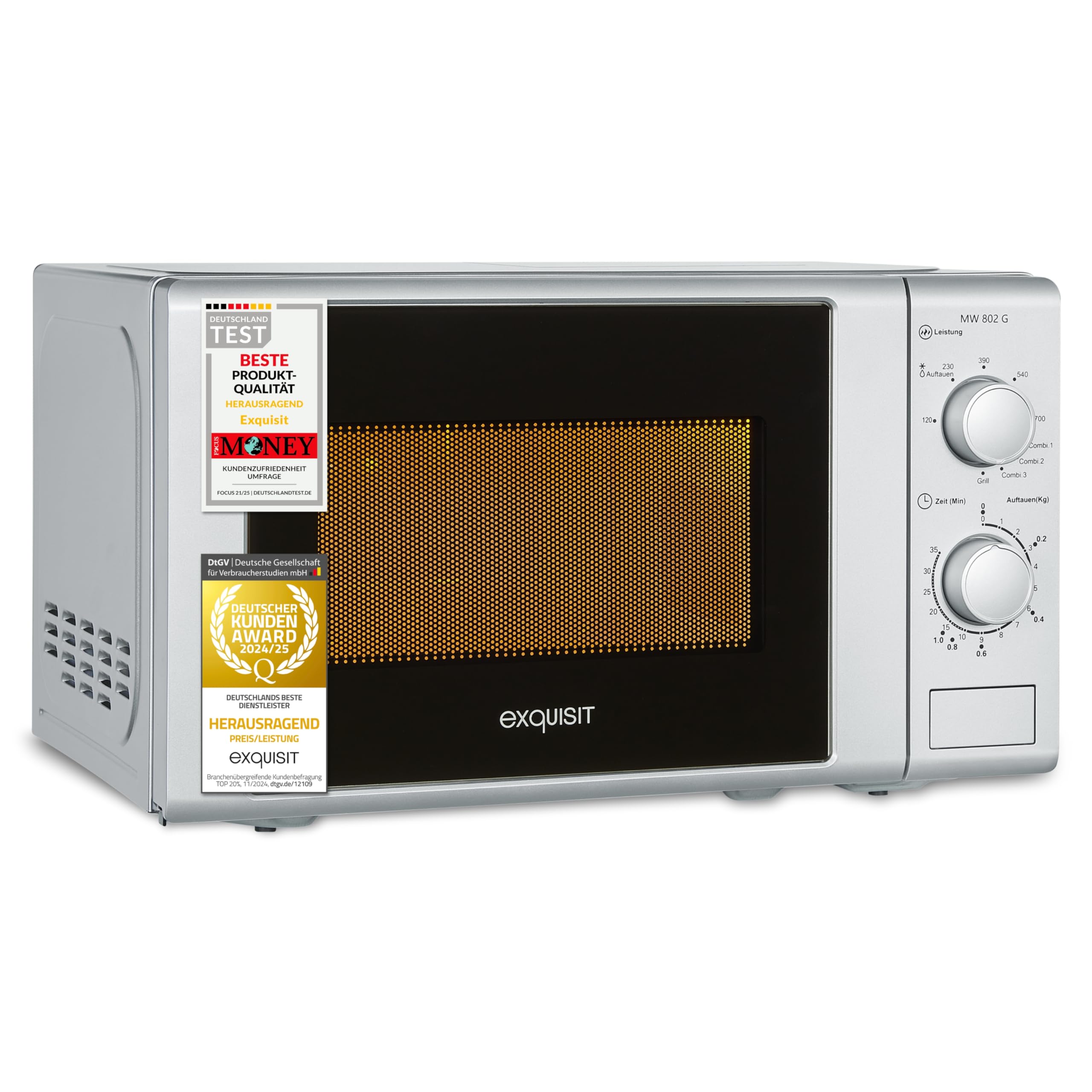 Exquisit Mikrowelle mit Grill 20 L 700 W/1000 W Silber 5 Leistungsstufen Auftaufunktion
