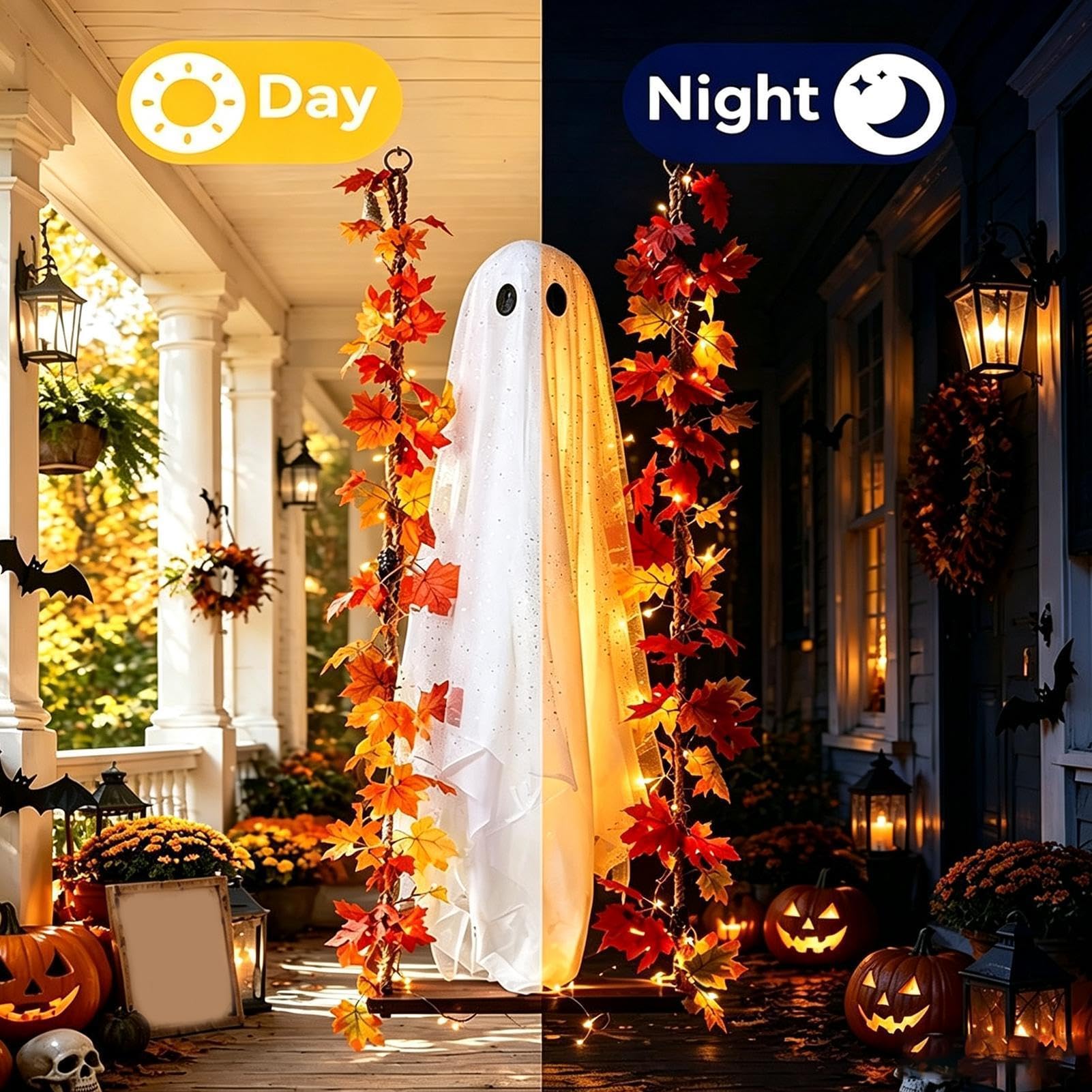 Decorazione Fantasma Halloween Decorazione Per Feste Spettrale Luminosa 120 | Arredo Da Esterno Fantasma Su Altalena Per Giardino, Balcone, Interno ed Esterno