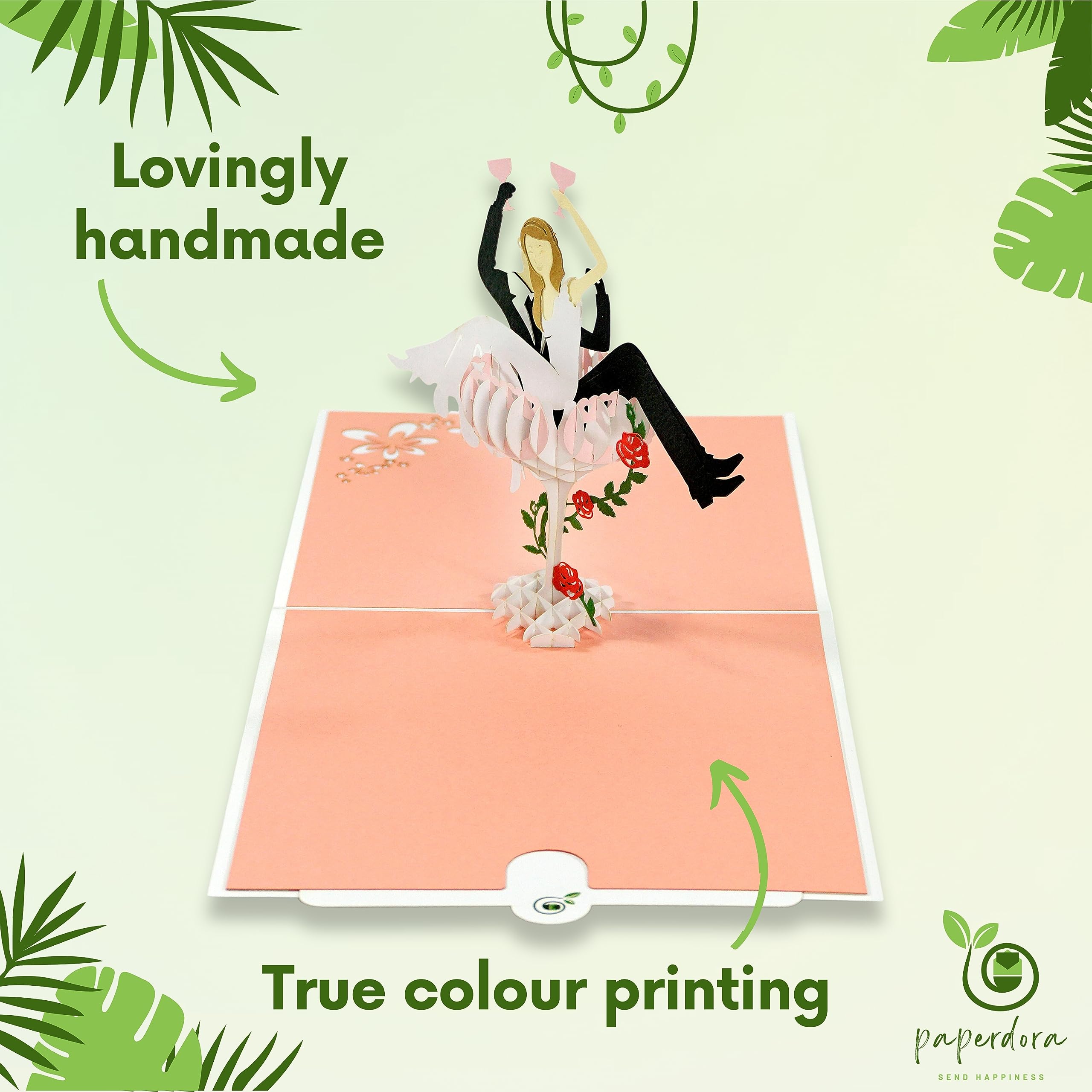 paperdora 3D Pop-Up Card Wedding with Envelope and Wax Seal - Greeting Card Gift Card Gift Certificate Voucher - Image 3