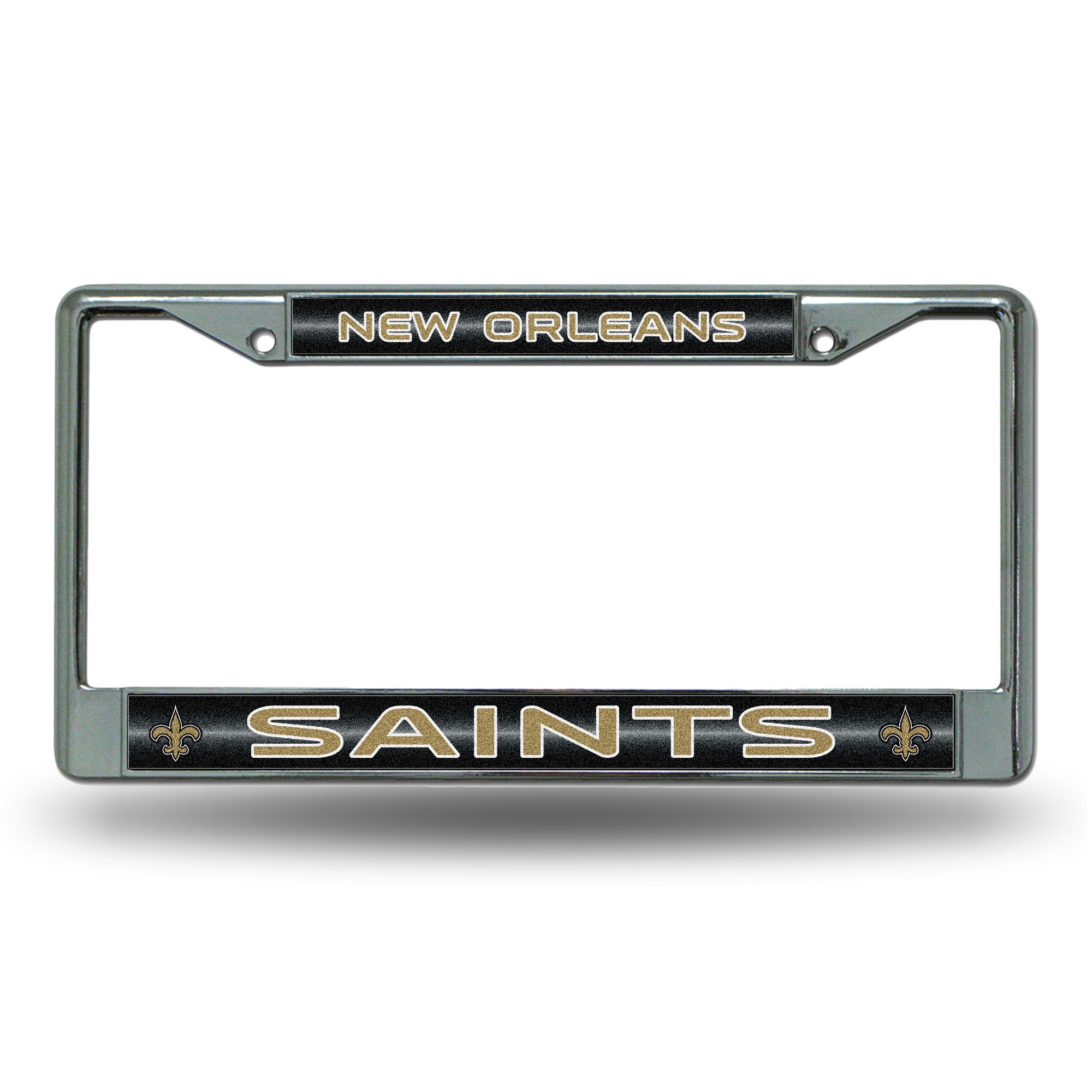 Rico Industries NFL Bling Chrome License Plate Frame with Glitter Accent, New Orleans Saints