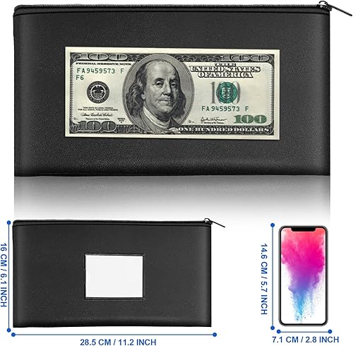 Miniatura 2 de Bolsas de seguridad duraderas con cremallera, bolsa de dinero de 11 x 6.1 pulgadas, 2 unidades