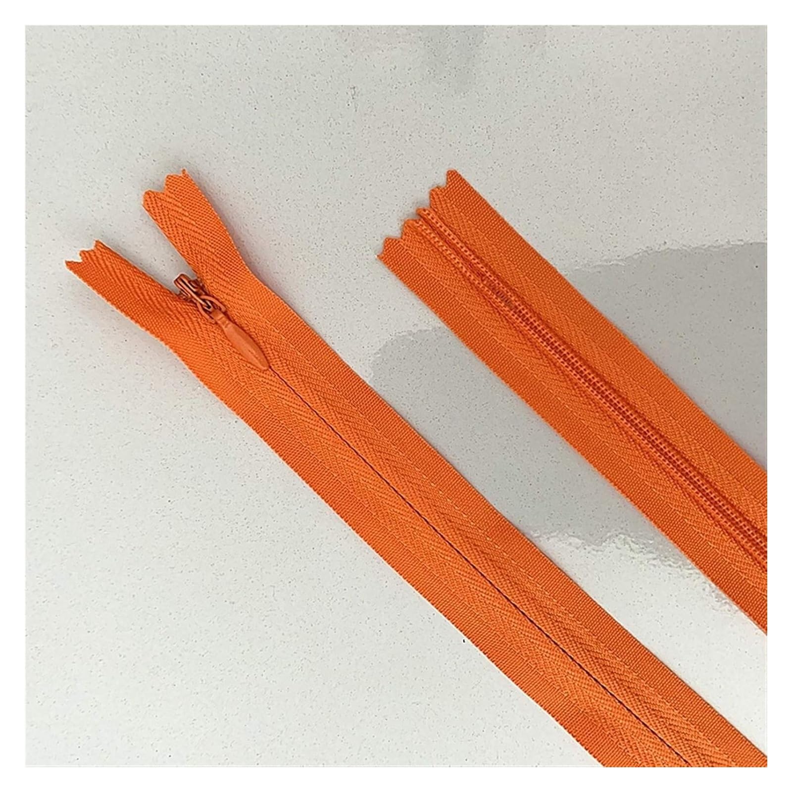 dfEDRd Nylon Coil Zipper by The Yards, 10pcs 3# Concealed Zipper, Nylon Sewing Zip Ring, 20-60cm(Orange,28cm)