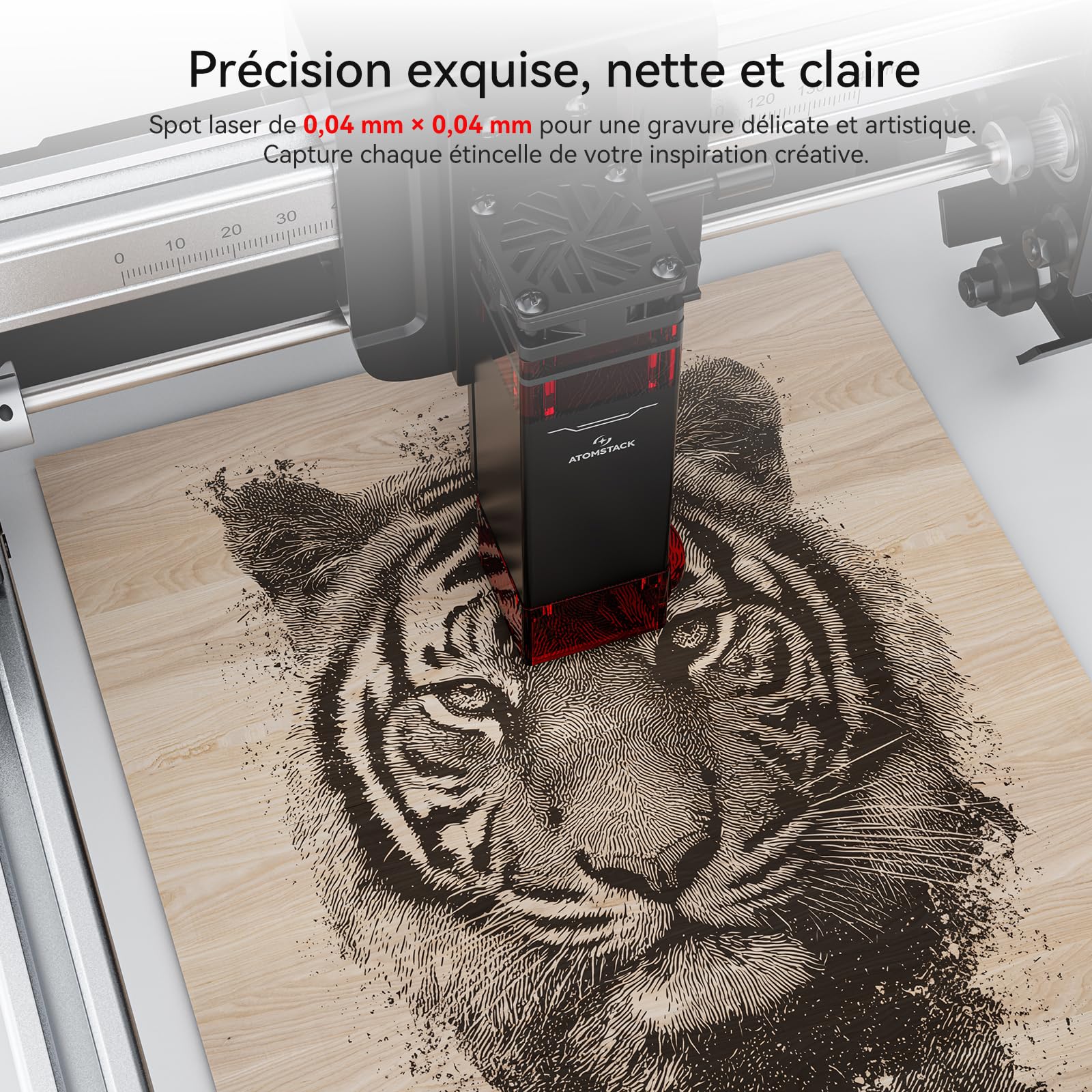 ATOMSTACK SWIFT MINI 3W Machine de Gravure Laser Modèle d'entrée de Gamme Entièrement Préinstallé Graveur Laser DIY Surface de Gravure 145×135mm Précision de 0,04 mm pour Bois, Artisanat 3000 mW