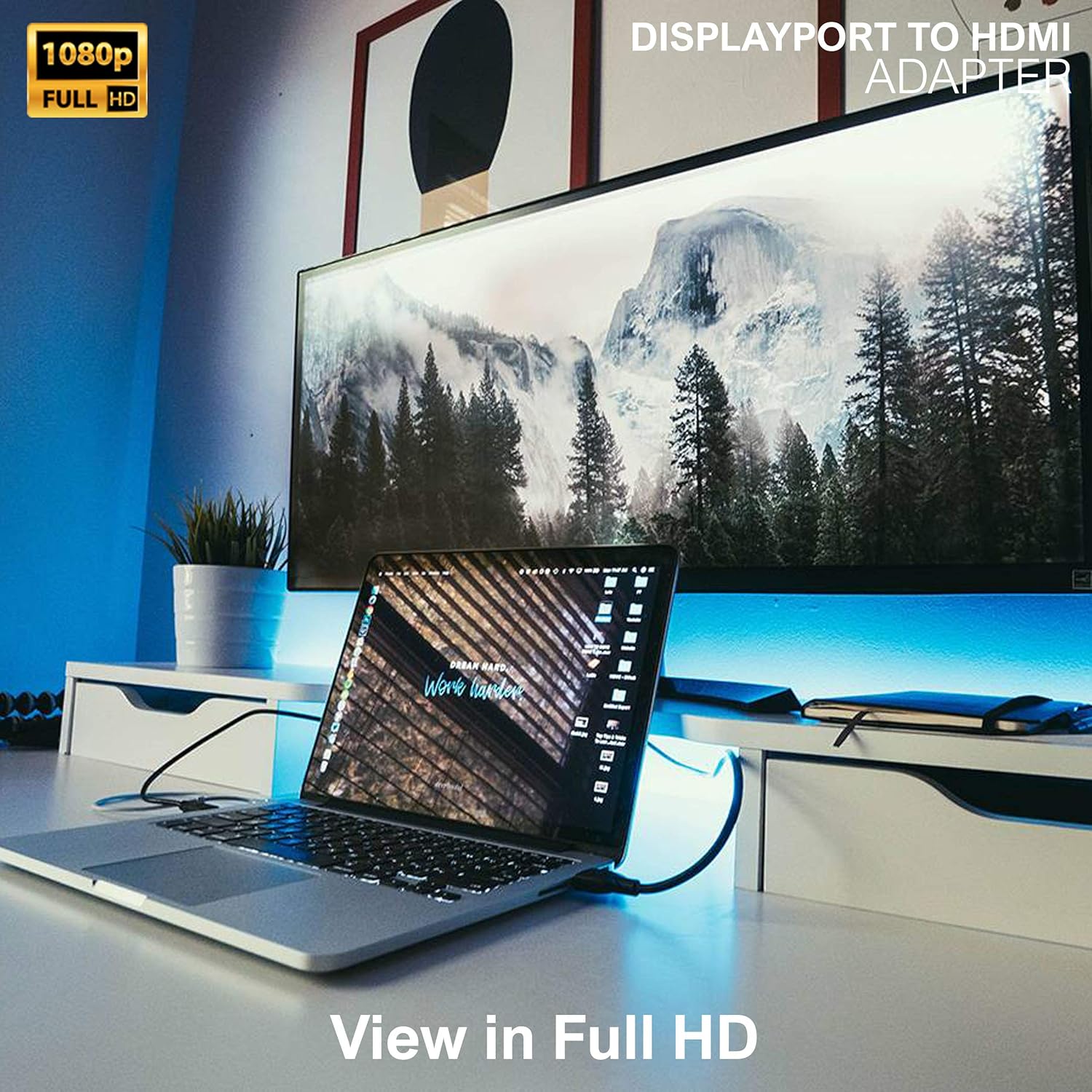 KamKorda Displayport to HDMI Adapter | Male to Female | DP to HDMI Adapter for Computer Monitor Ideal for 4K TV