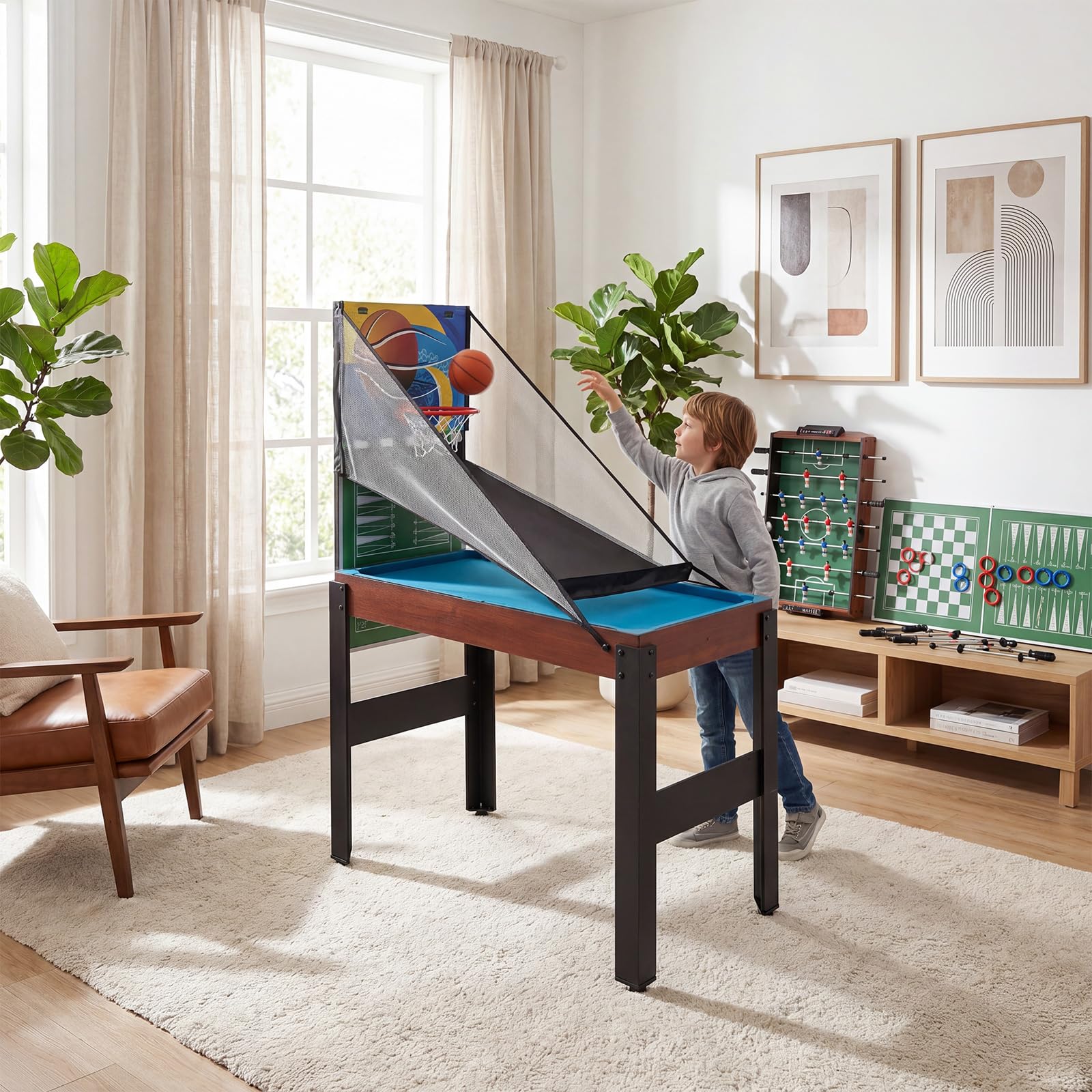 GOPLUS 14-en-1 Table Babyfoot, Backgammon, Morpion, 109x58x152cm