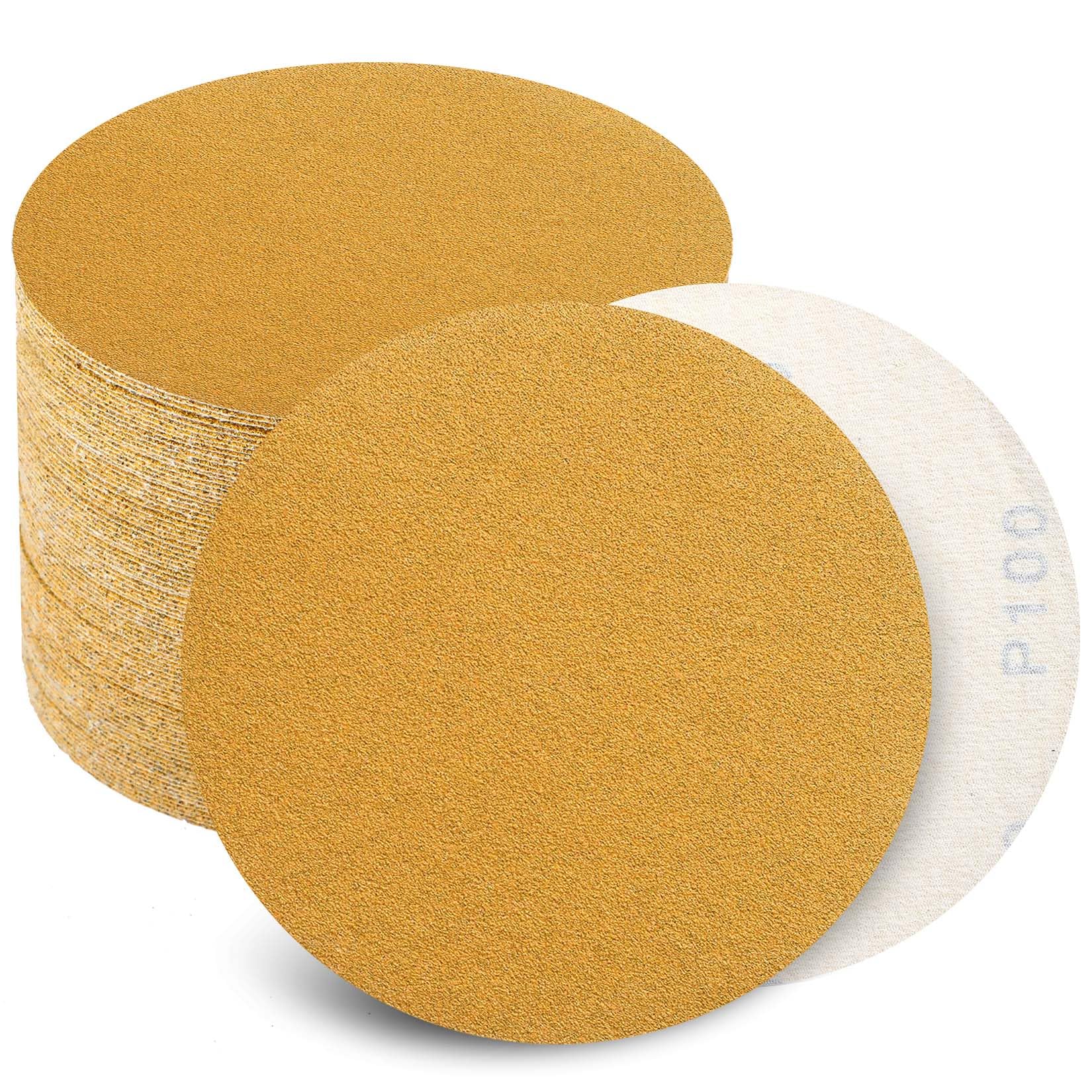 Keeimp 6 Inch Sanding Discs Hook and Loop No Hole, 100 Grit Sandpaper, Da Sandpaper for Automotive and Woodworking, 100 Pack