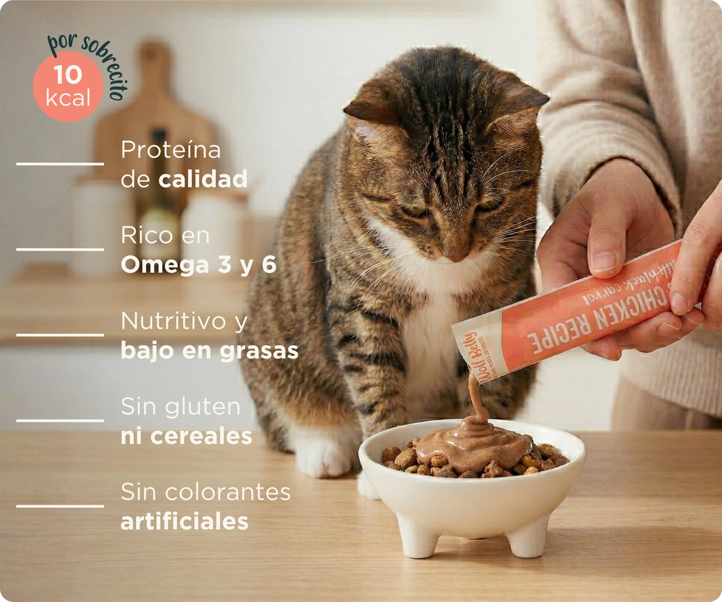 Wolf Belly - Snacks Gatos de Salmón y Pollo (40 uds x 15g) Textura Cremosa | Chuches Saludables y Deliciosas | Altos en Proteínas y Omega 3 | Sin Cereales ni Colorantes Artificiales - Hecho en España