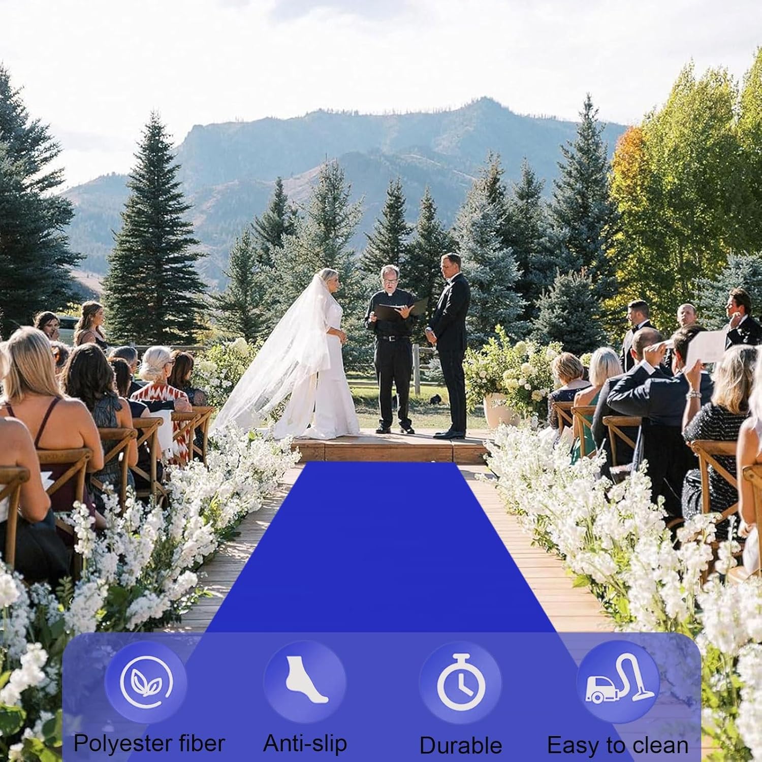 Wedding Aisle Runners Blue Carpet Runner, 10m 20m Event Carpet Rolls Exhibition Rug 2mm Thick Runway Rugs Mat for Christmas Party Church Outdoor Beach (Size : 1x15m)