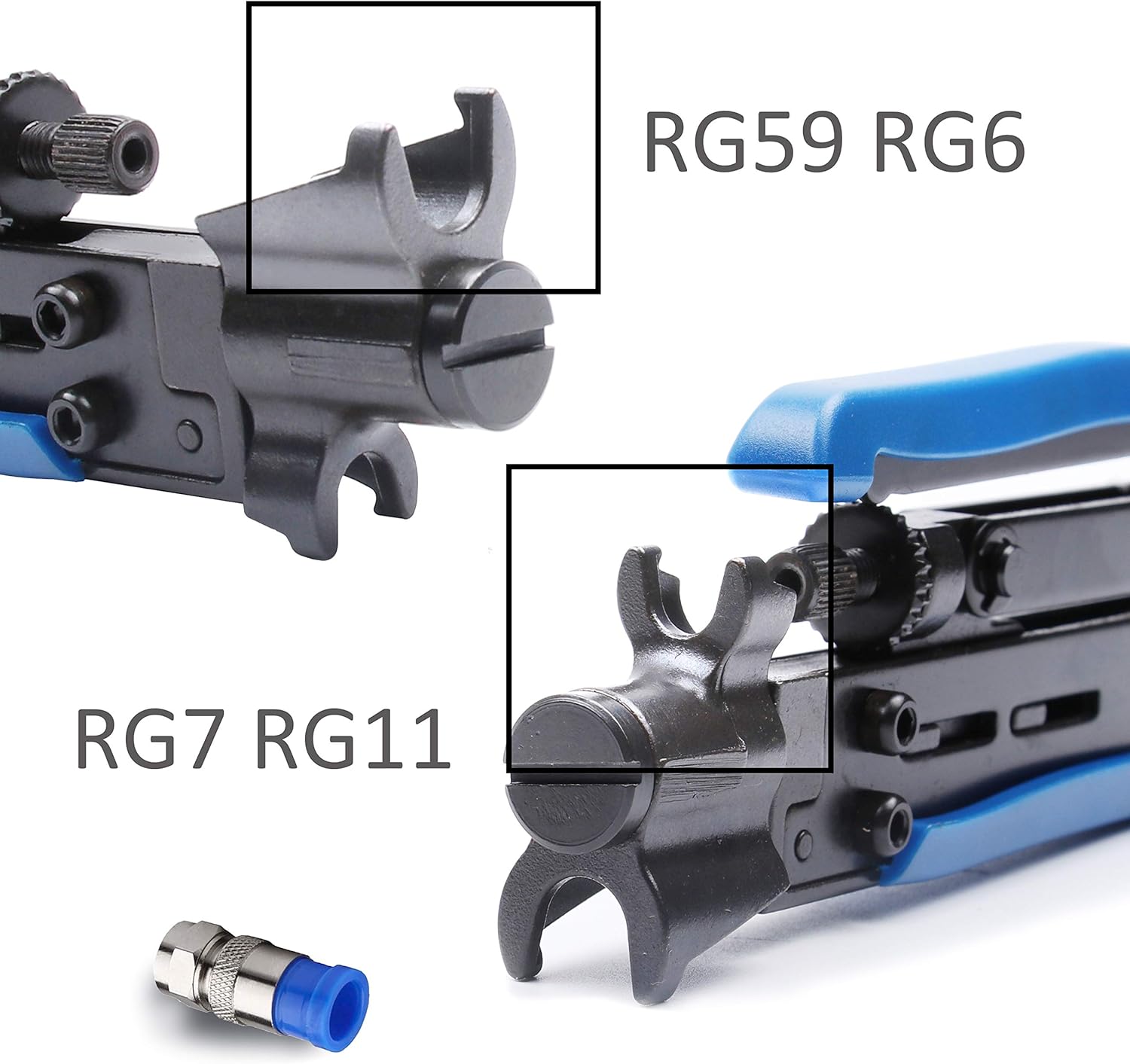 Coax Cable Crimper Kit, Yangoutool Coaxial Compression Tool, Adjustable RG6 RG11 RG59 75-5 75-7 Coaxial Cable Stripper