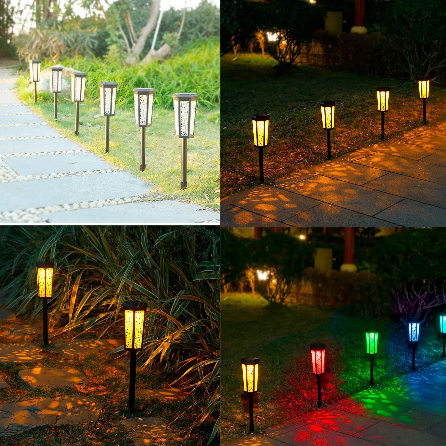 camino patio balcón uces solares Jardín Luz LED RGB y cálido al aire