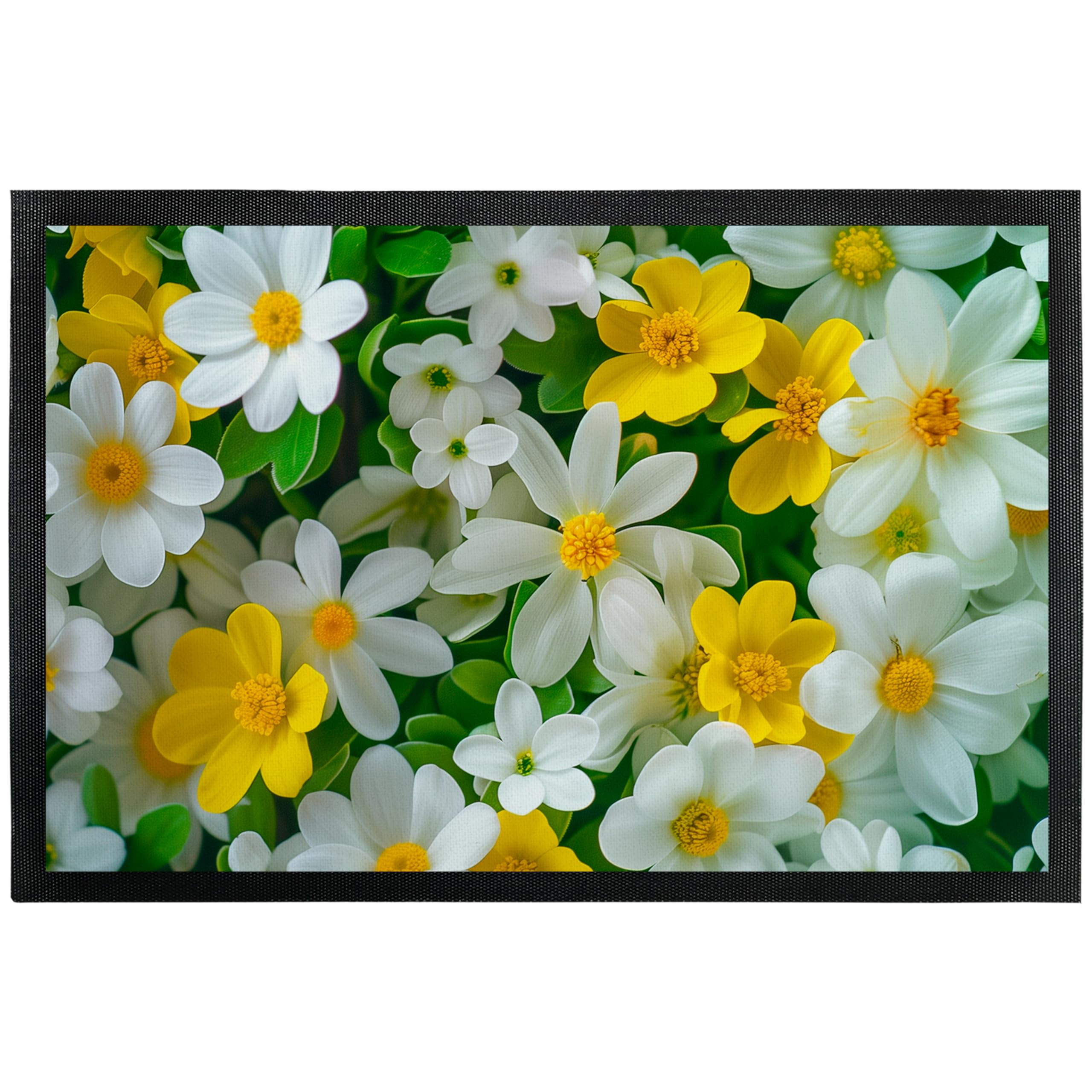 True Statements Deko-Fußmatte 75 x 50 cm „Frühlingsblumen“ - wunderschöne Geschenkidee - mit Blumen-Motiv - für Innen & Außen – rutschfest - Geschenk für Freunde und Familie zu jedem Anlass