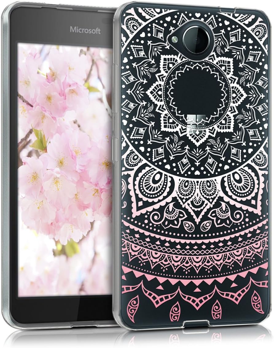 kwmobile Clear Case Compatible with Microsoft Lumia 650 - Phone Case Soft TPU Cover - Indian Sun Pink/White/Transparent