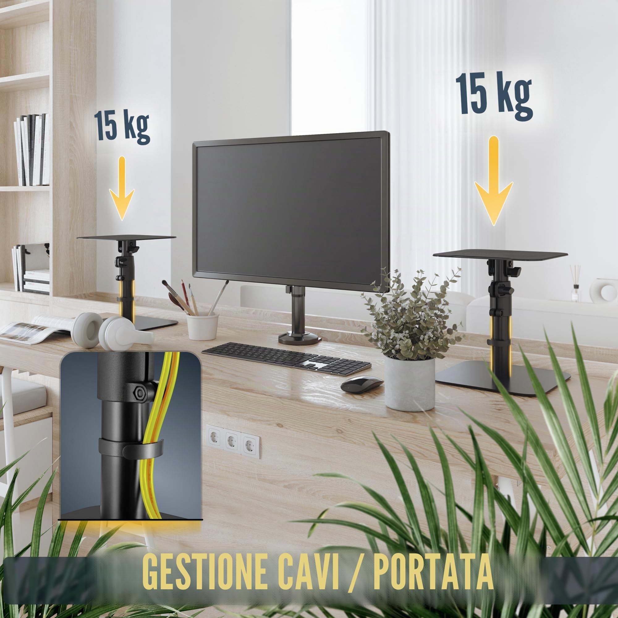 RICOO Supporto per Altoparlanti LH069-T Universale da Terra Set da 2, Nero