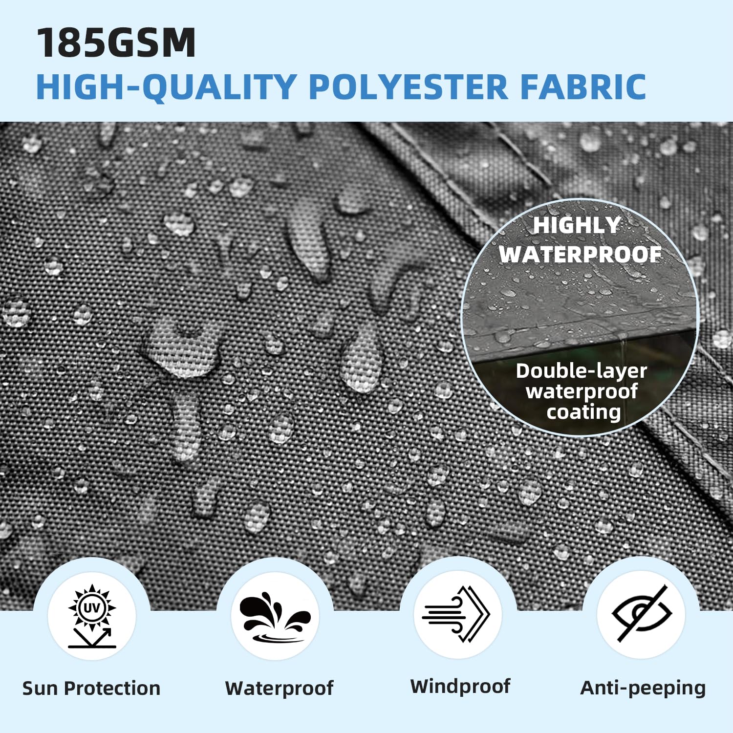Markise Balkon Ohne Bohren 2x2.5M, Schattentuch mit ösen, Seitenschutz Balkon Ohne Bohren inkl Befestigungsseile, UV-Schutz, Wetterfest für Garten Terrasse, Sand Beige - 4