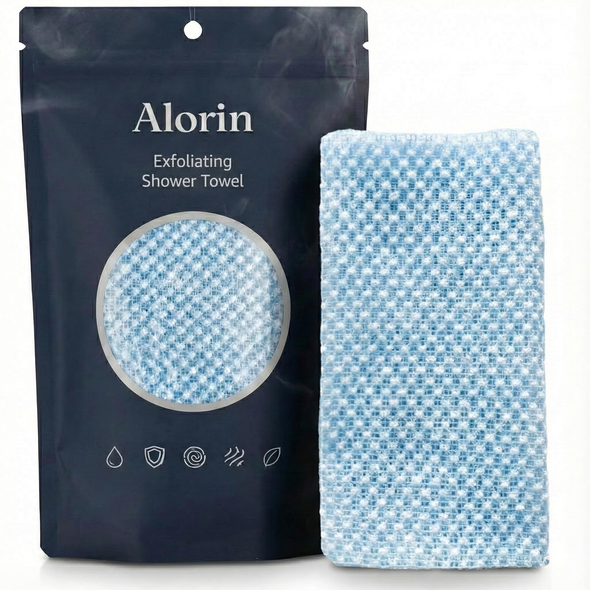 Alorin Towel, Alorin Exfoliating Shower Towel, Alorin Silver Towel, Exfoliating Skin Bath Loofah, Premium Scrub Wash Cloth for Body Face, Exfoliating