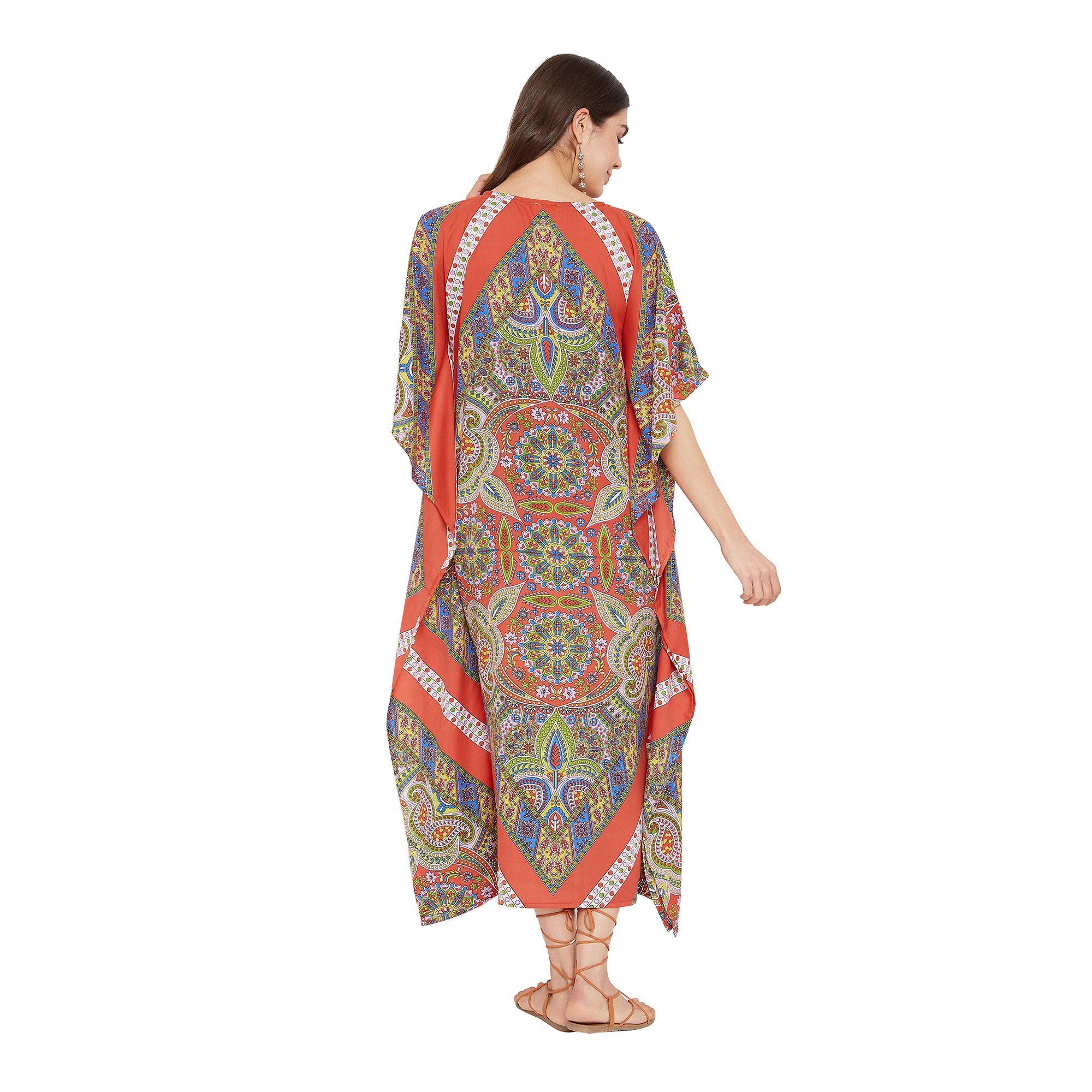 Gypsie Blu Paisley Print Kaftan para las mujeres Poliéster Caftán Vestido Kimono Manga Plus Size Beach Maxi Vestidos - - talla única Más