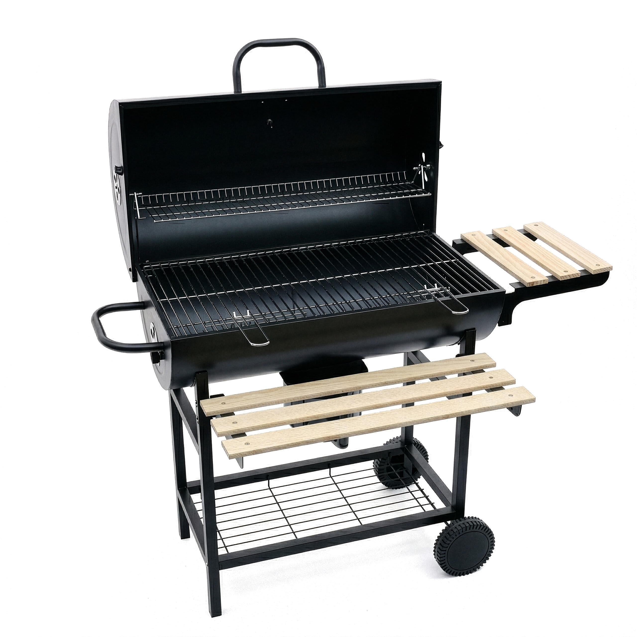 Barbecue a Carbone Relaxdays con Coperchio e termometro, 95x114,5x69 cm, Acciaio Verniciato a Polvere, Carrello
