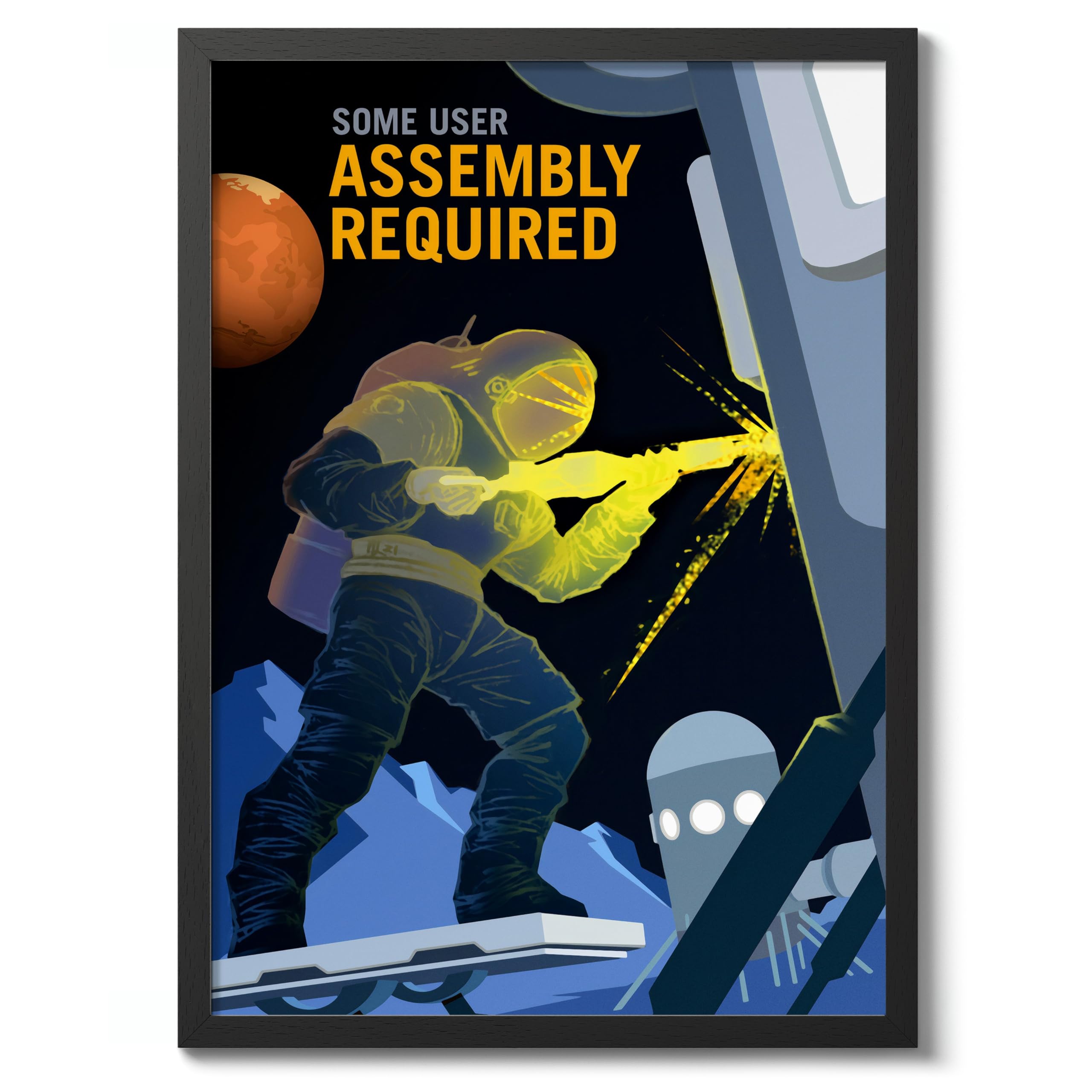 Retro Nasa Grand Tour Travel Art Poster, Planet Travel Prints, Vintage Astronomy Home Decor, Astronaut Space Print, Archival Matte, A4 (Black Frame) - 29.7x21cm