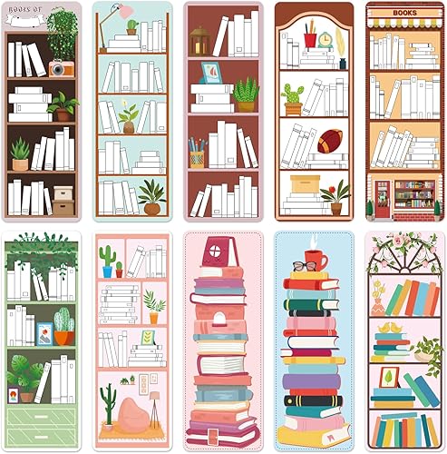 100 marcadores de libro con diseño de estantería, marcadores de página de lectura de doble cara, marcadores para amantes de los libros, bonitos