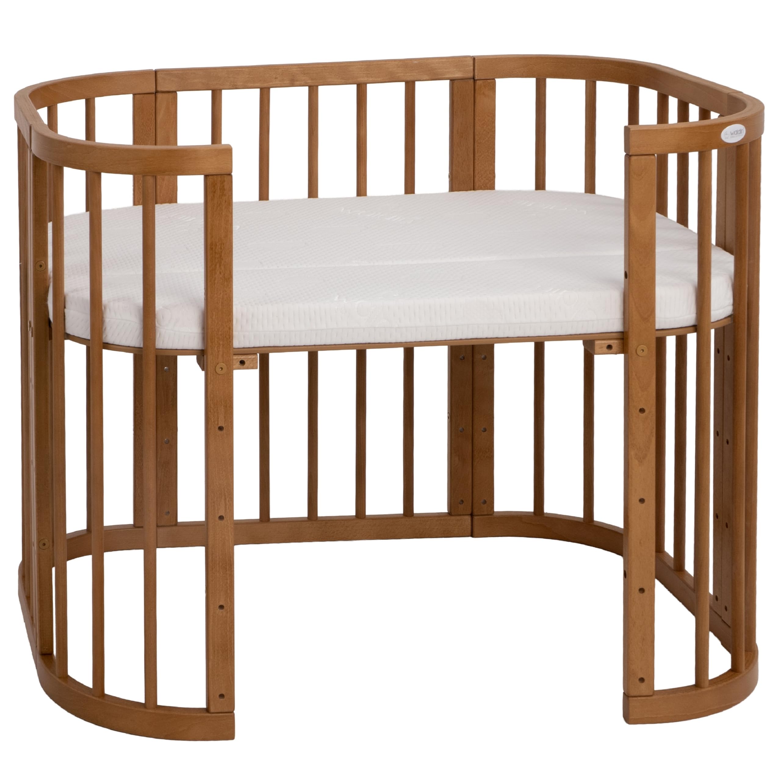 waldin Cuna Bebé 5 en 1, Cuna Colecho de Madera, Colchón, Vintage | Ventilada, Base Regulable en 5 Alturas, Cuna Evolutiva Convertible, Mecedora Opcional
