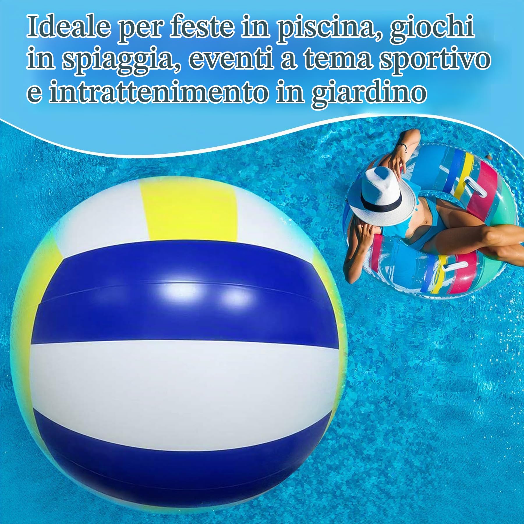 Palloni da spiaggia enormi delle palle gonfiabili di pallavolo gigante a 60 pollici | Grande PVC Jumbo Beach Sports Balls Giocattoli per attività all'aperto Bomboniere